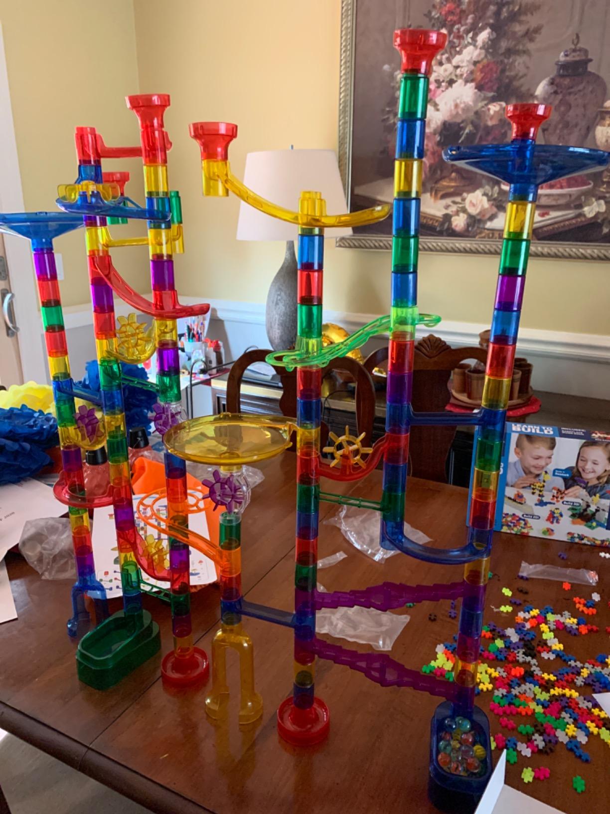 Meland Marble Run Sets for Kids - 153Pcs Marble Race Track Maze Madness Game STEM Building Tower Toy for 4 5 6 + Year Old Boys Girls(113 Pcs + 30 Glass + 10 Led Lighted) customer photo 1