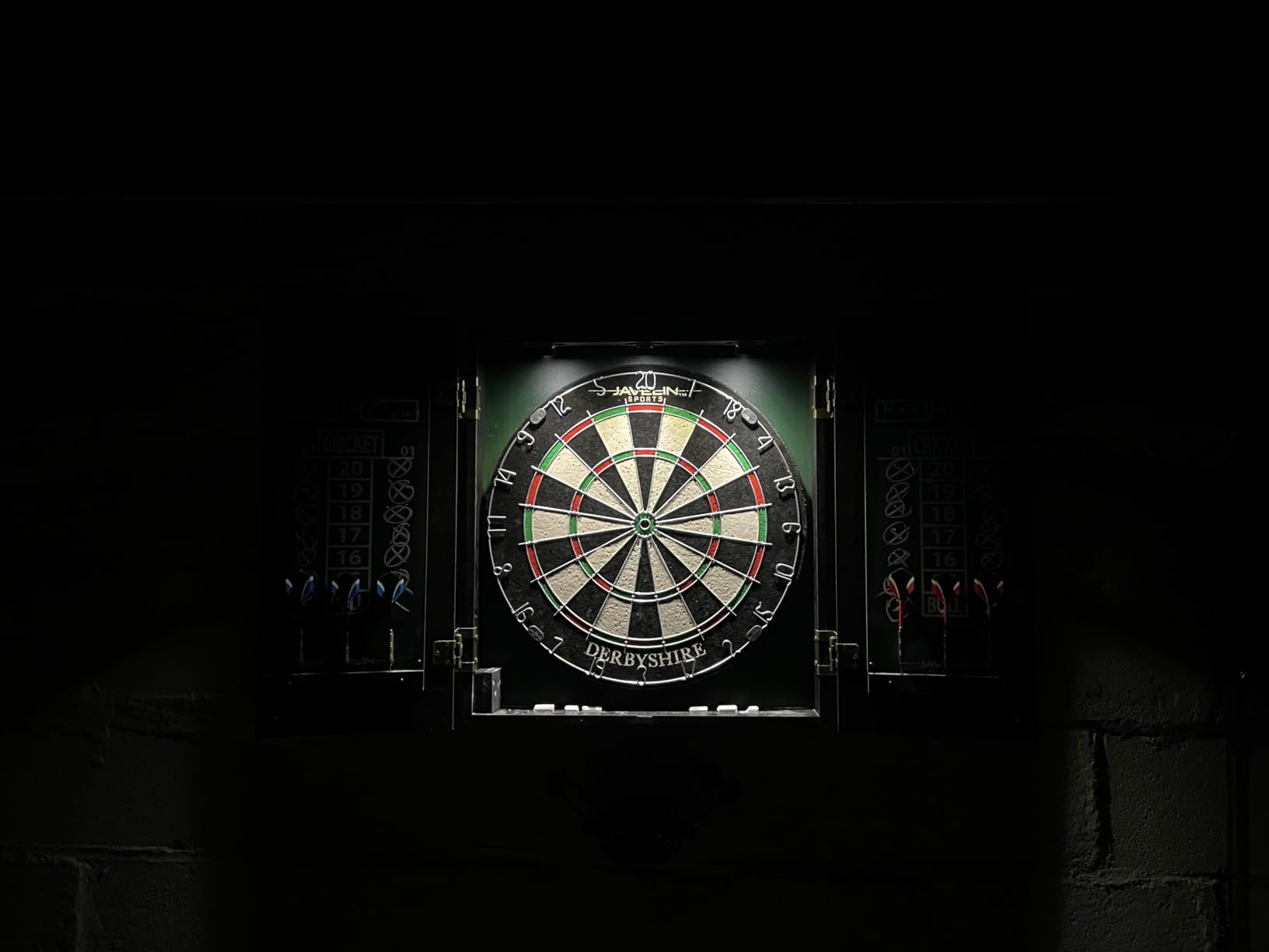 EastPoint Belmont Dart Board Cabinet, 6 Steel Tip Darts, Game Room Decor customer photo 1