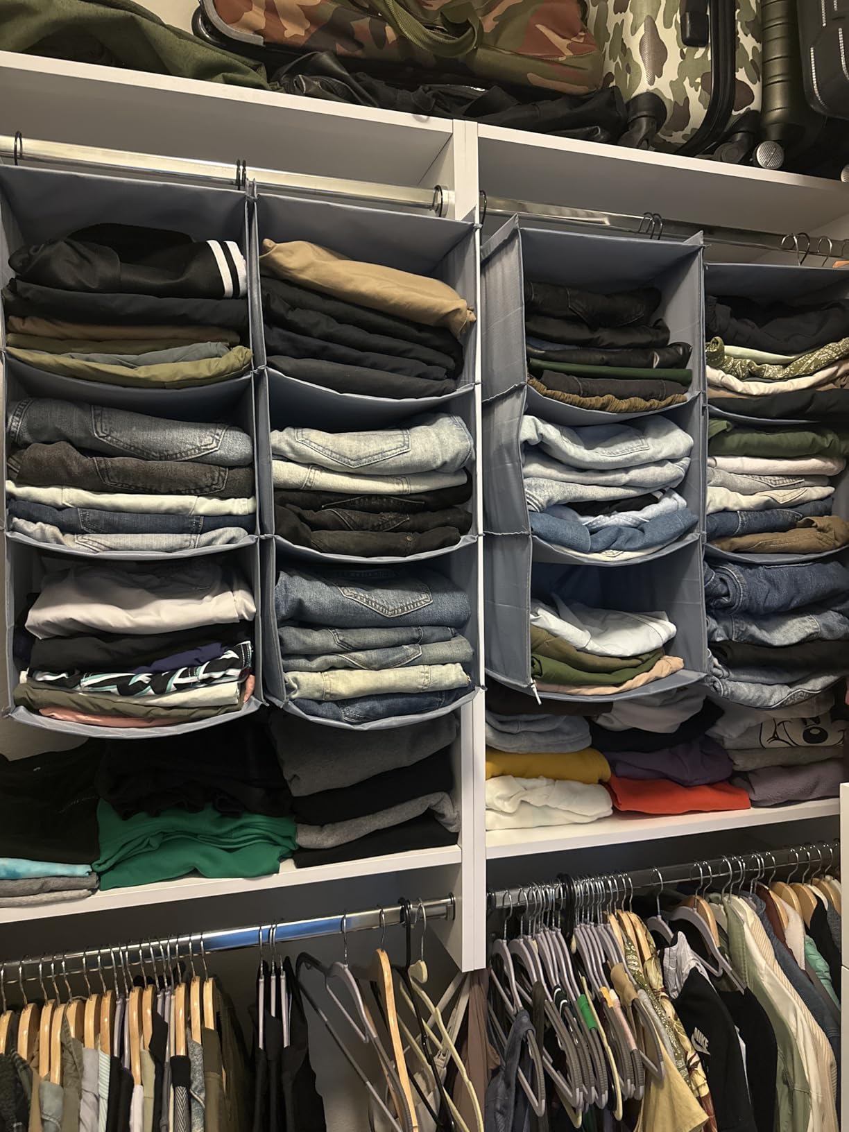 Hanging Closet Organizer 3-Shelf, Oxford Fabric Wardrobe Storage, Gray customer photo 2