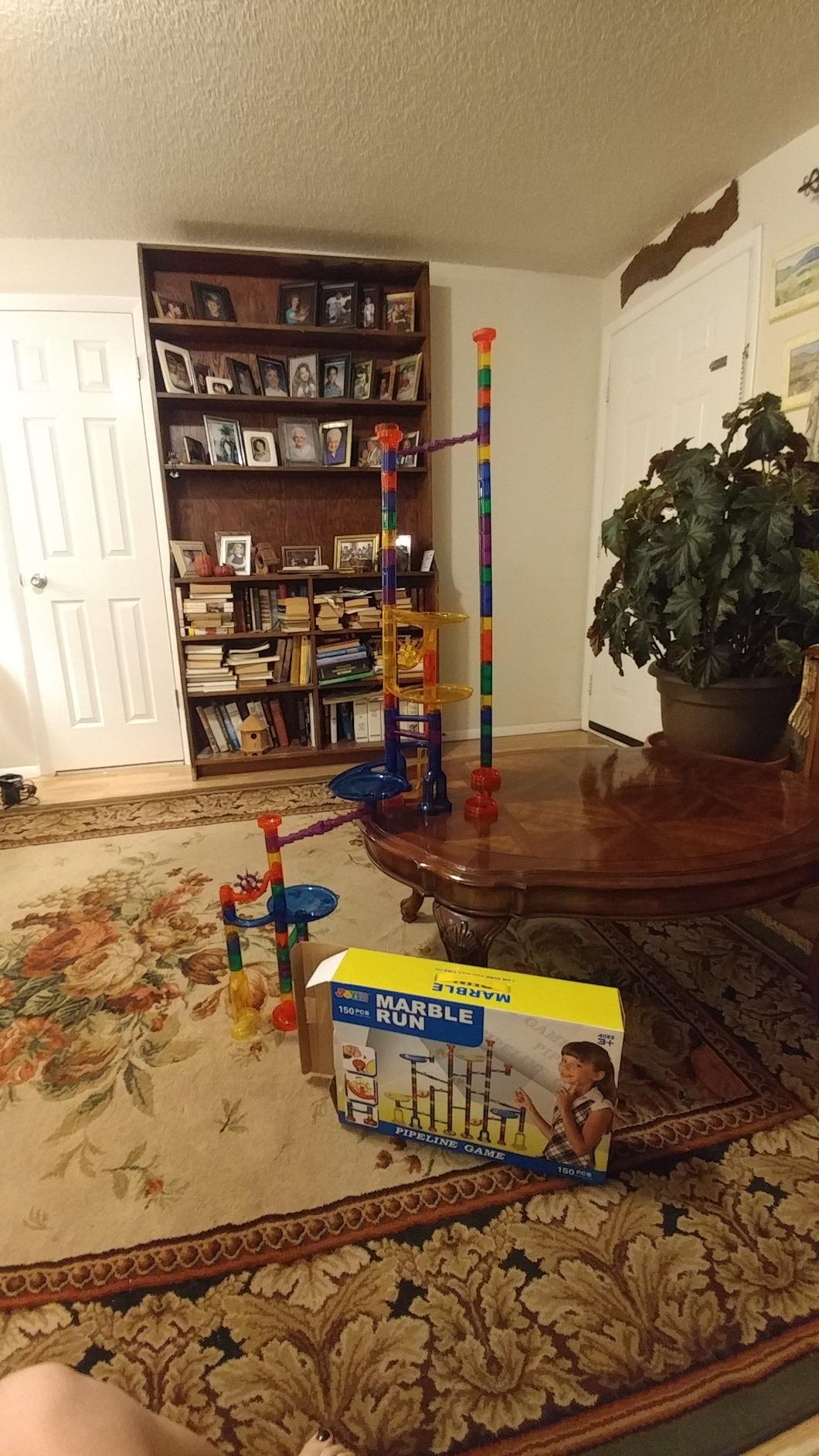 JOYIN 150Pcs Glowing Marble Run- Construction Building Blocks Toys with 5 Glow in The Dark Glass Marbles, STEM Educational Building Block Toy, Birthday Gifts, Easter Basket Stuffers customer photo 1