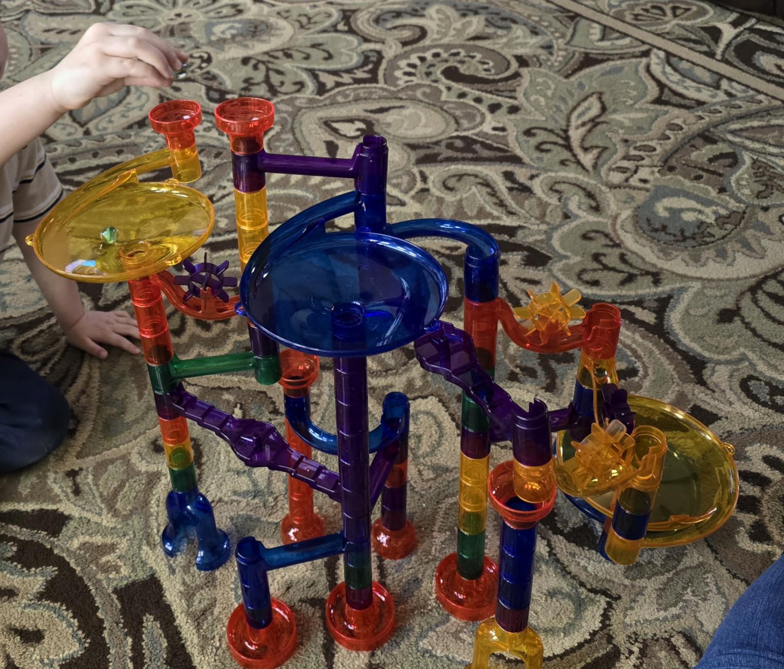 JOYIN 150Pcs Glowing Marble Run- Construction Building Blocks Toys with 5 Glow in The Dark Glass Marbles, STEM Educational Building Block Toy, Birthday Gifts, Easter Basket Stuffers customer photo 2