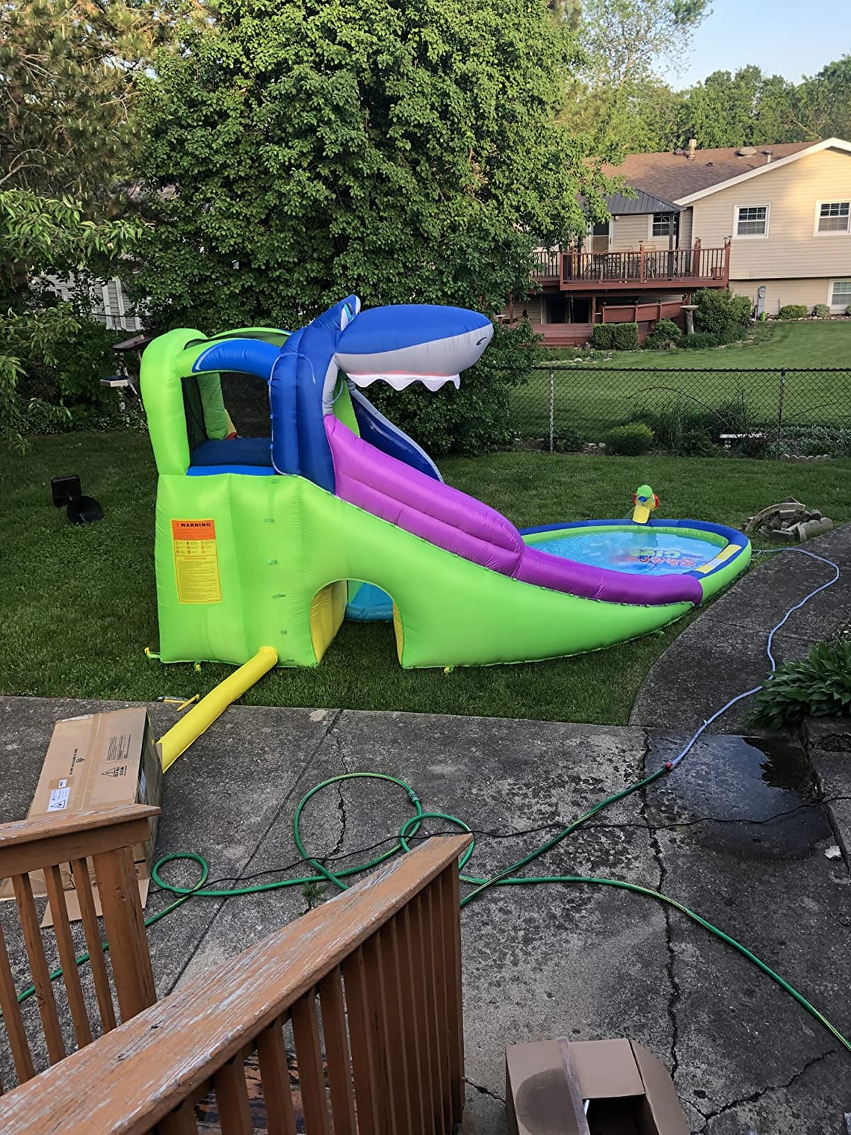 ACTION AIR Inflatable Water Slide, Shark Bounce House with Slide for Wet and Dry, Playground Sets for Kids Backyard, Water Spray & Water Pool, Durable Sewn with Extra Thick Material customer photo 1