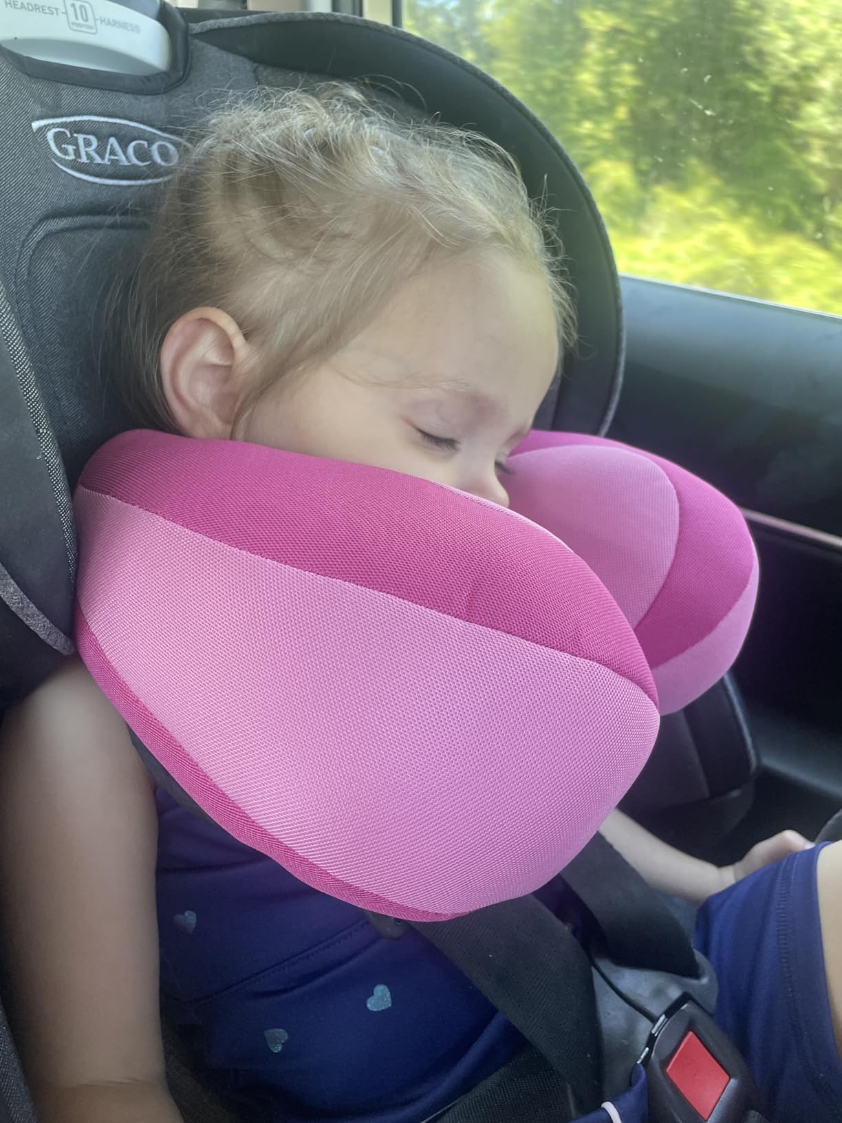 INFANZIA Kids Travel Neck Pillow, Chin Support for Car Seat & Plane, Blue customer photo 2