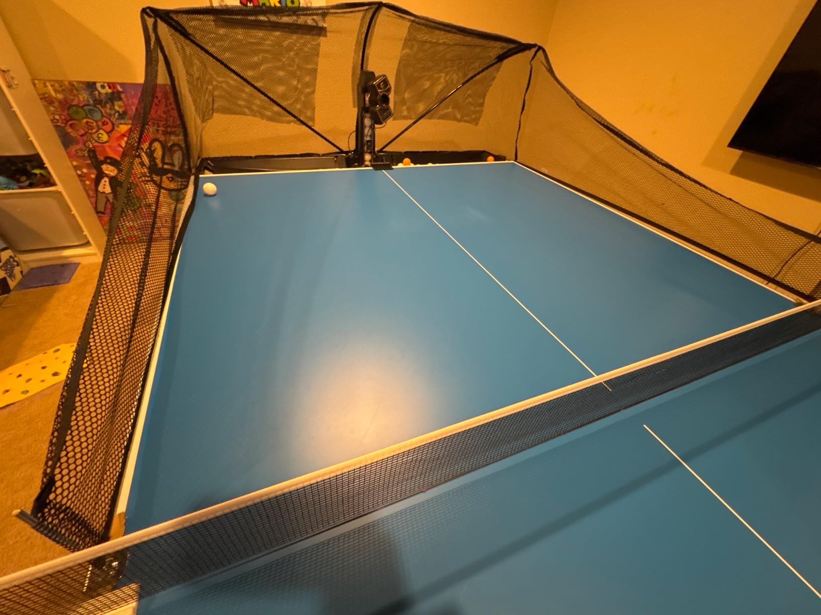Suz S201 Table Tennis Robot with Machine Recycling net and 200 Balls | easy to assemble,Lots of options for spin, speed and oscillation,with machine recycling net, don't need to pick up balls customer photo 1