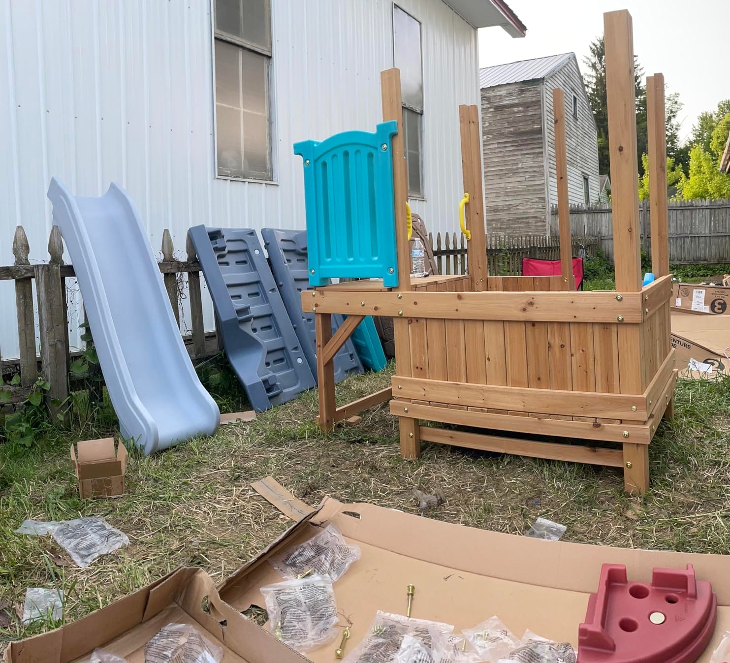 Step2 Woodland Adventure Playhouse & Slide, Kids Outdoor Playset, Backyard Playground Set, Swings, Storage Drawer, Made of Wood & Durable Plastic, Outside Jungle Gym, for Children 3-8 Years Old customer photo 1