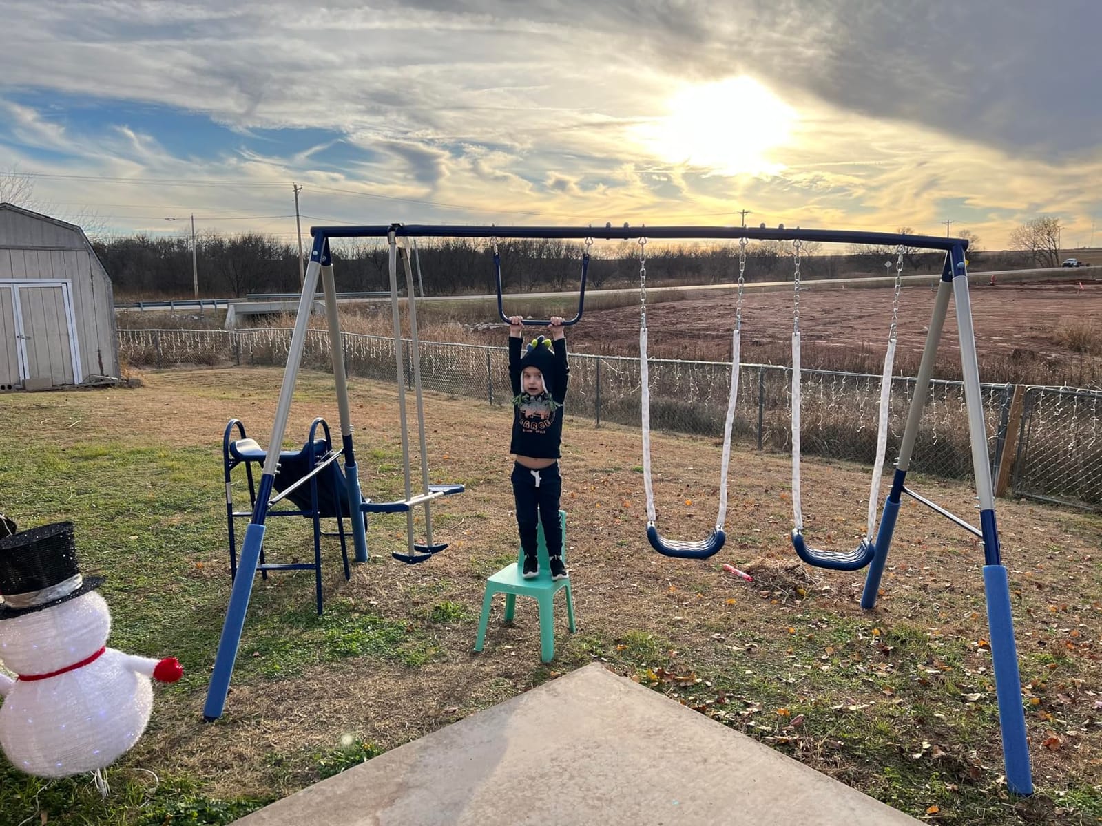 Sportspower Arcadia Metal Swing Set for Kids – Trapeze, 2-Person Glider, 5ft Slide, Anchor Kit, 6.1ft Durable Steel Frame – Outdoor Backyard Playset with 600 lbs Capacity customer photo 1