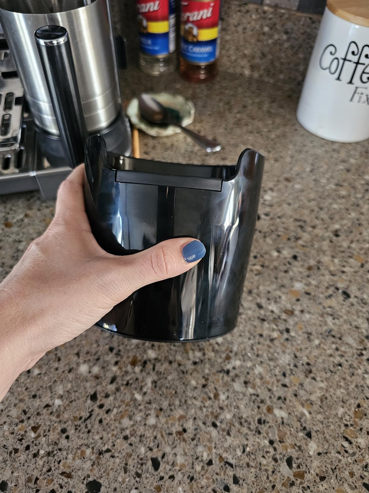 Knock Box for Coffee Grounds - Innovative Barista Accessory with Improved Handling - Coffee Knock Box for Espresso Machine, Black customer photo 2
