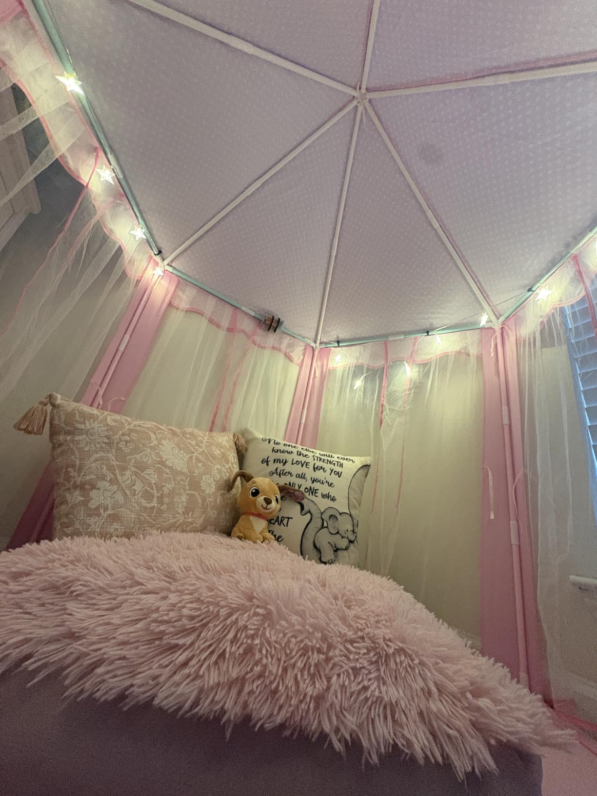 Sumbababy Princess Castle Tent for Girls Fairy Play Tents for Kids Hexagon Playhouse with Fairy Star Lights Toys for Children or Toddlers Indoor or Outdoor Games (Pink) customer photo 2