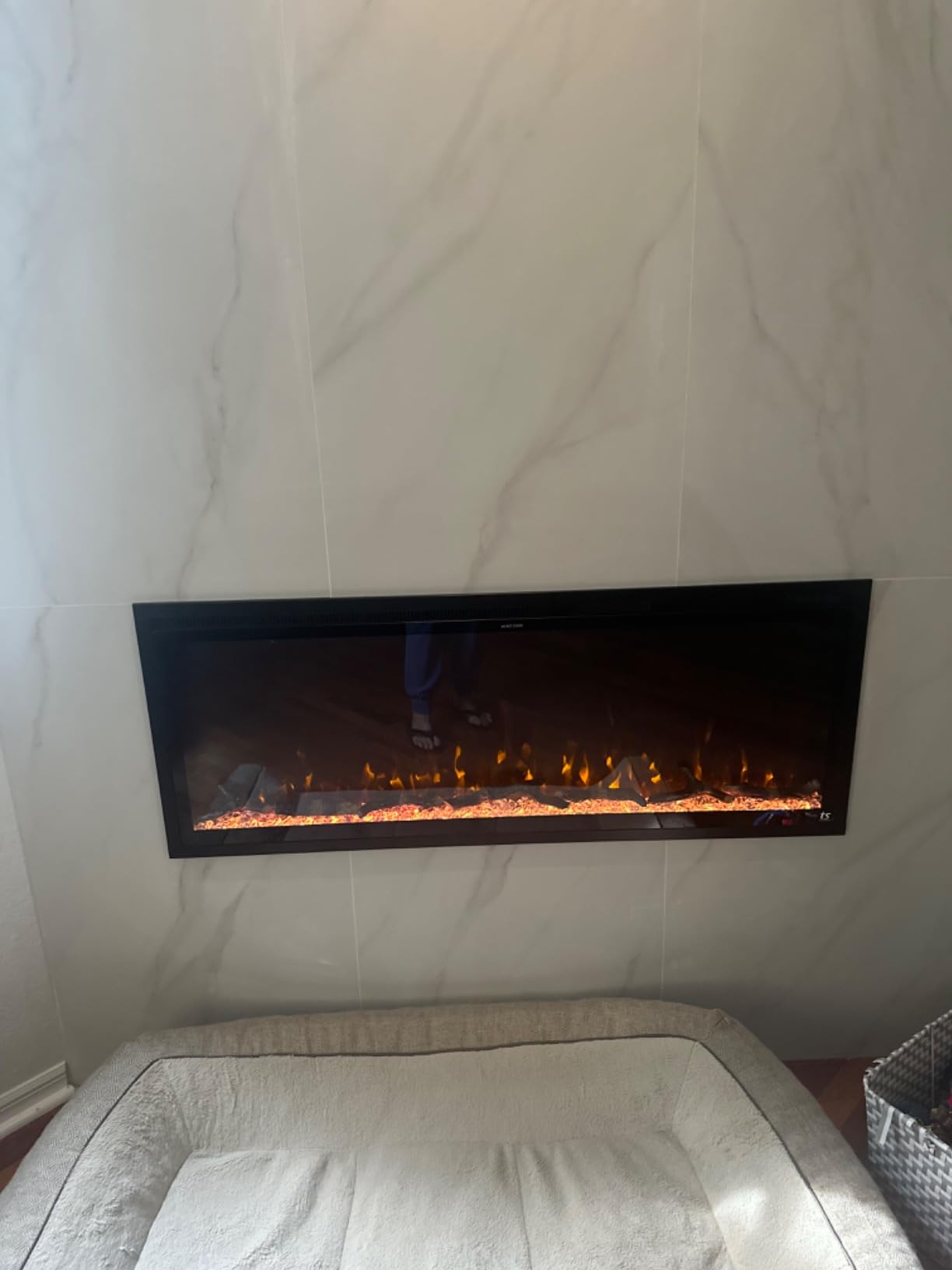 Touchstone Sideline Elite Smart 60” WiFi-Enabled Electric Fireplace - in-Wall Recessed - 60 Color Combinations - 1,500W Heater - Black - Log, Crystals & Driftwood - 80037 customer photo 2