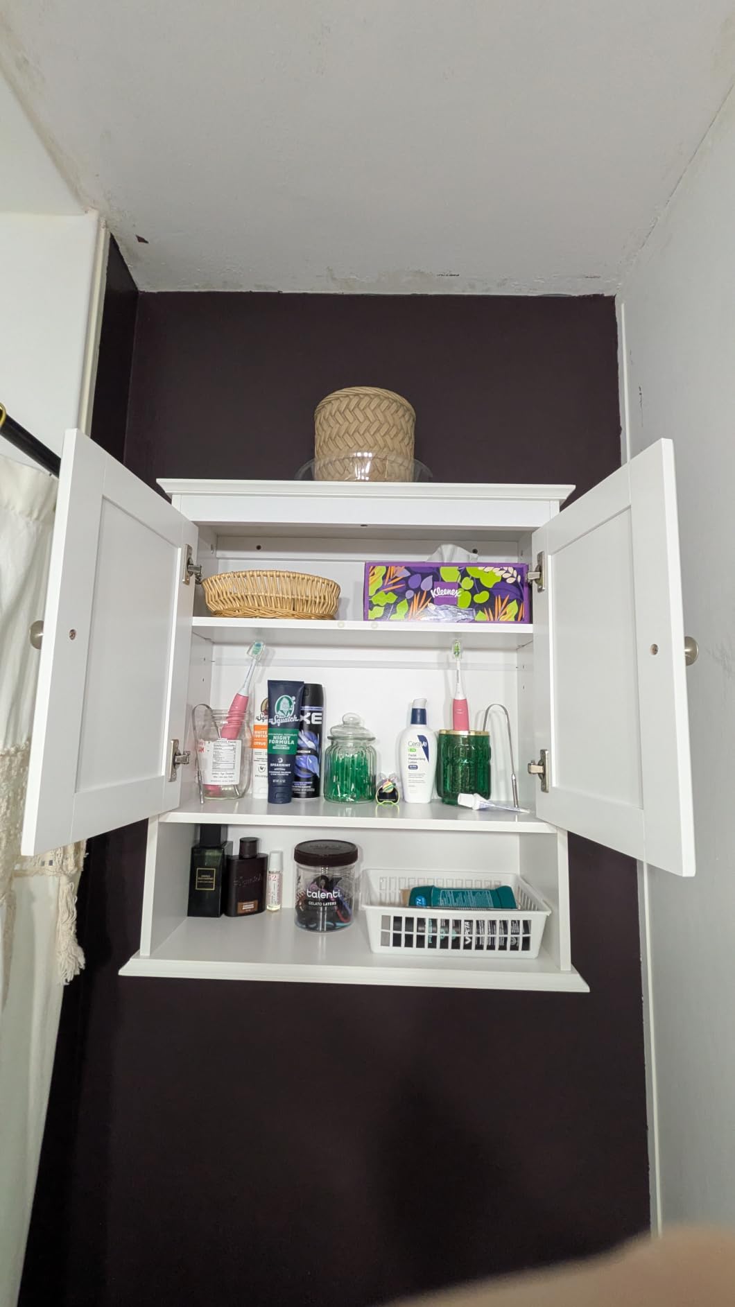 Spirich Bathroom Wall Cabinet with Beadboard Doors, White Medicine Cabinet | Adjustable Shelf, Open & Concealed Storage, Space-Saving Over-Toilet Design for Toiletries, Towels, Medicines & Decor customer photo 1