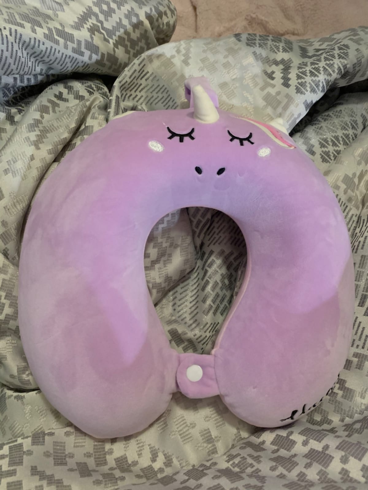 Kids Neck Pillows for Travel, Unicorn Toddler Travel Pillow with Sleep Mask customer photo 1