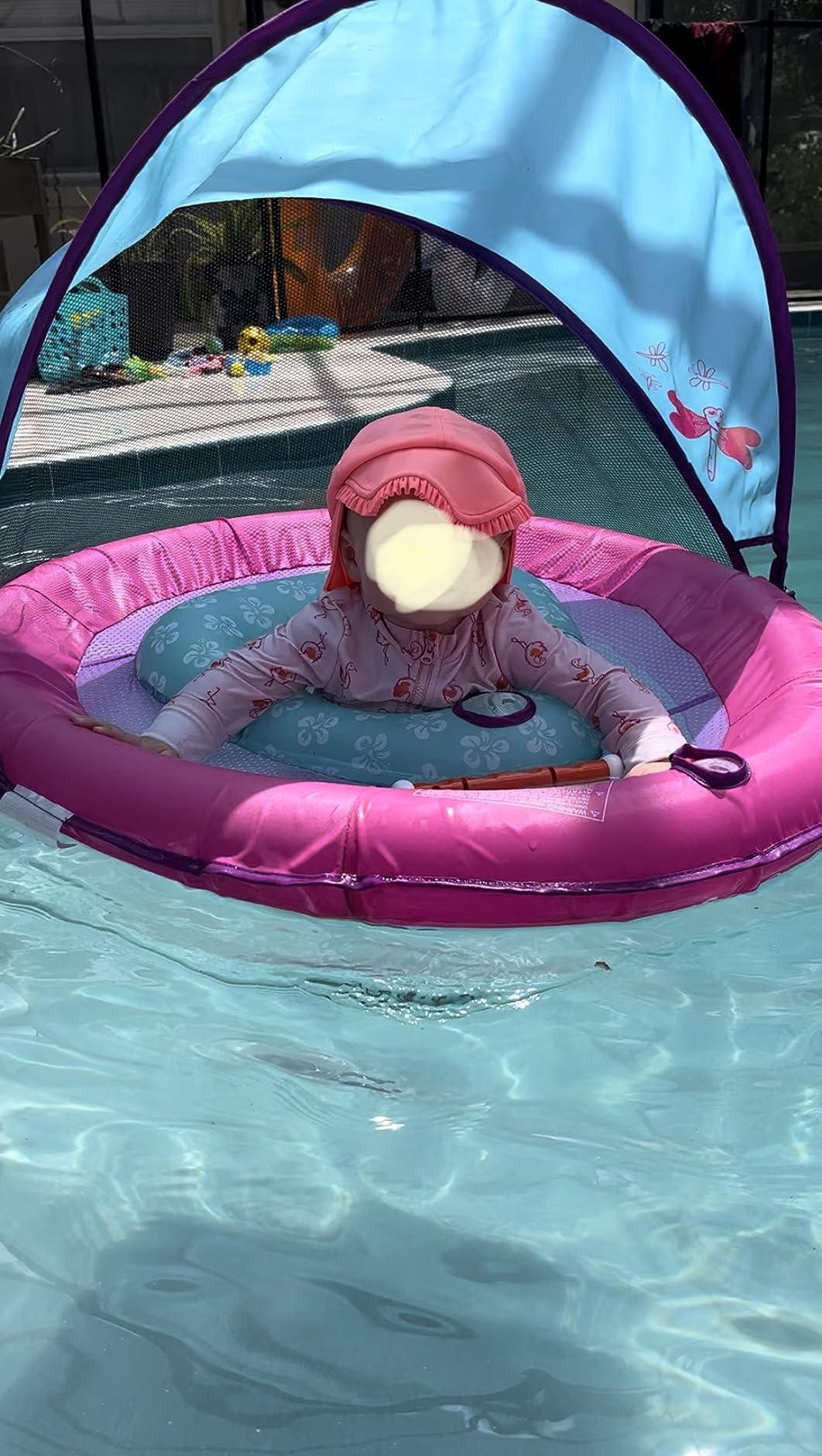 SwimSchool Infant Baby Pool Floats, Free Swimming, Super Buoyant – Ages 6-24 Months – Multiple Colors/Styles – Adjustable Canopies and Seats, Splash & Play Baby Floaties customer photo 1