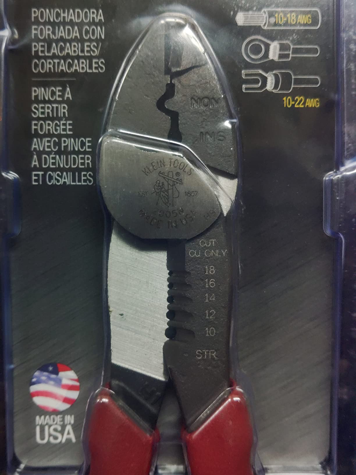 Klein Tools 2005N Wire Cutter, Made in USA, Stripper, Crimper Tool, Strips 10-18 AWG Stranded, Crimps 10-22 AWG Terminals, with Shear Cutter customer photo 1