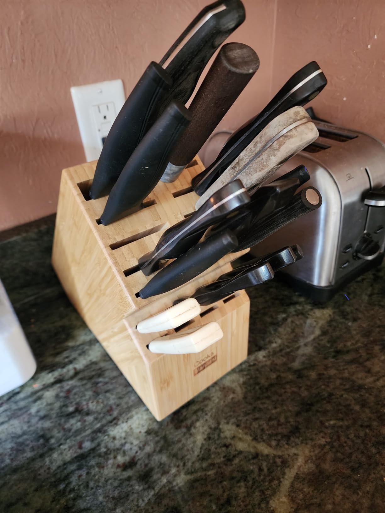 Cook N Home Acacia Wood 20-Slot Universal Knife Block without Knives customer photo 2
