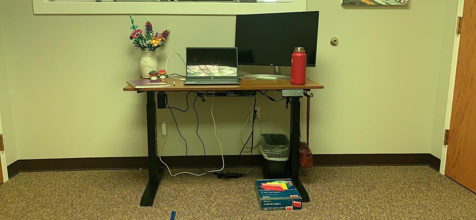 SHW 48-Inch Electric Height Adjustable Standing Desk w/Drawer, Maple customer photo 2