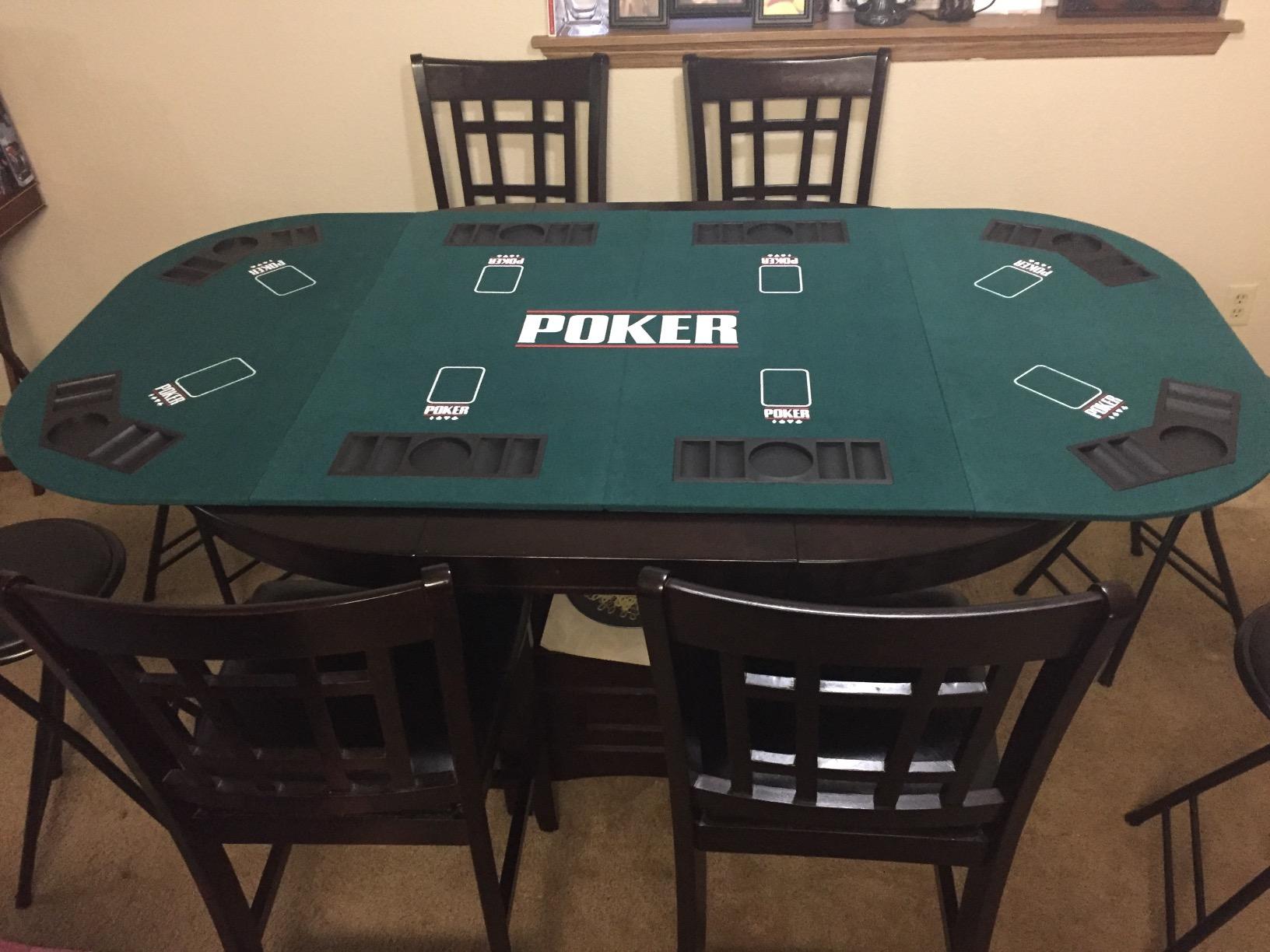 GIANTEX 79 x 36 Inch Poker Table Top, Foldable 8 Player Texas Holdem Poker Table Topper w/Carry Bag, Cup Holders, Chip Trays, Portable Anti-Slip Blackjack Card Board Poker Mat Layout for Casino customer photo 1