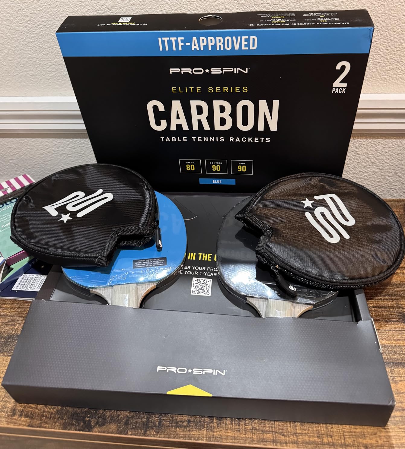 PRO-SPIN Ping Pong Paddles – ITTF Approved Professional Table Tennis Rackets with Carbon Fiber for Superior Control | 7-Ply Blade, Premium Rubber, 2.0mm Sponge customer photo 2