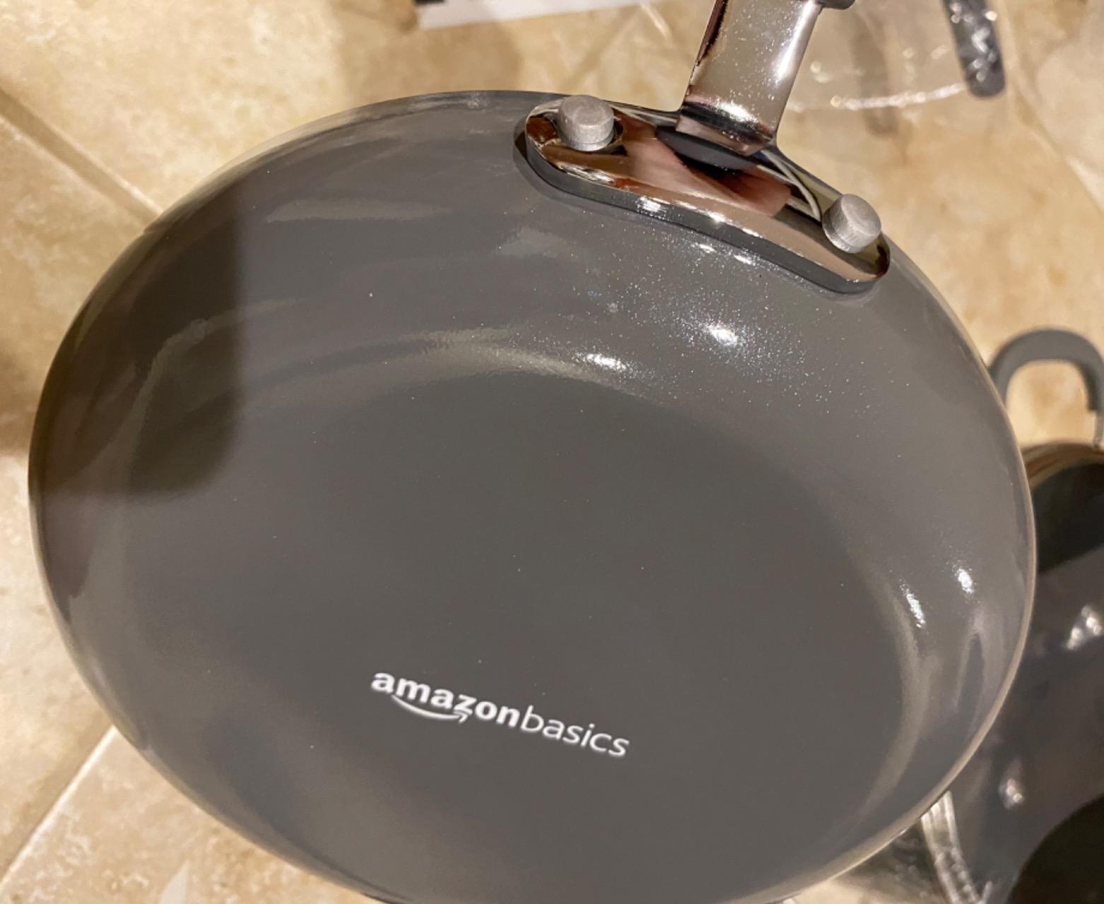 Amazon Basics Non-Stick Cookware Set, Pots and Pans with Lids, Hard Anodized Aluminum, Dishwasher Safe, Oven Safe, Black, 12-Piece customer photo 2