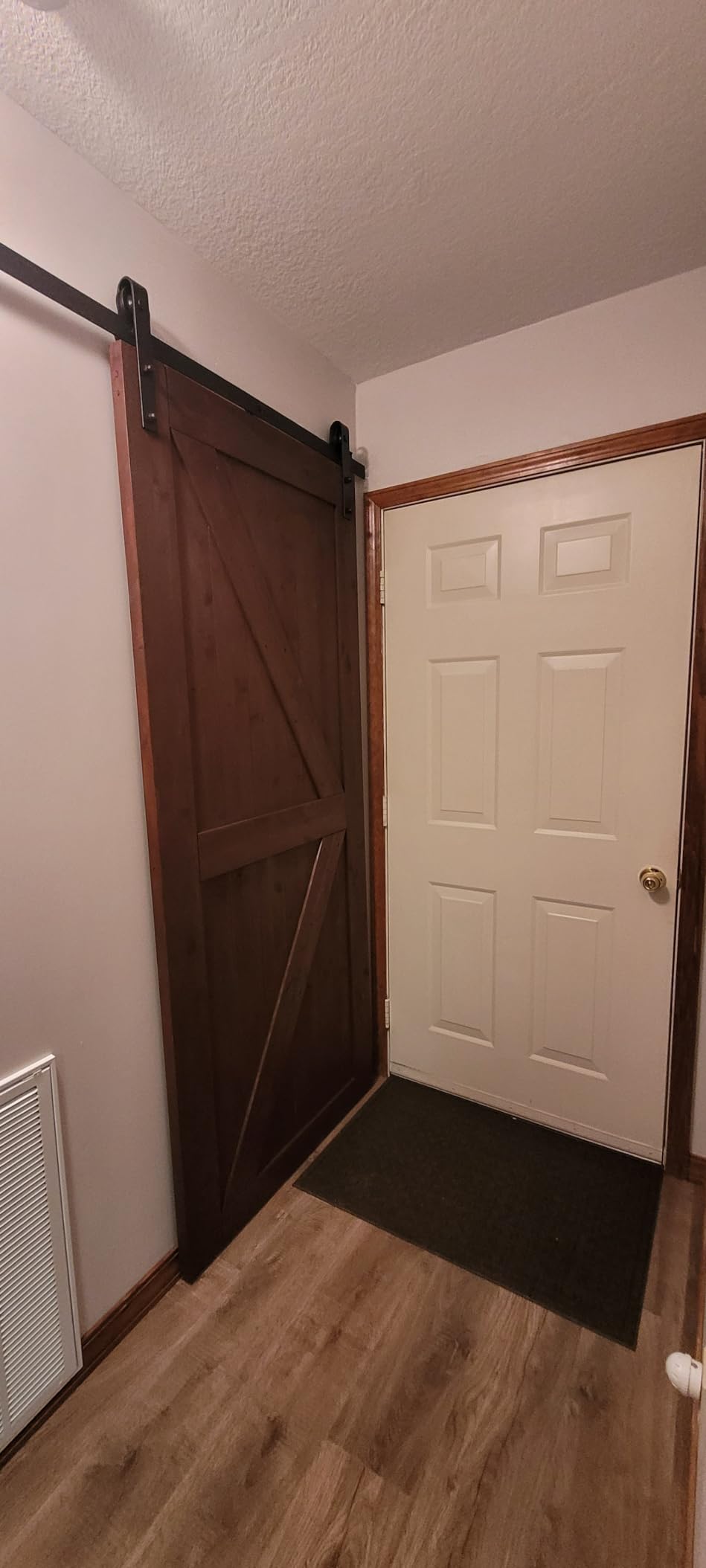 S&Z TOPHAND® 36in x 84in Unfinished British Brace Knotty Barn Door with Sliding Hardware Kit/Solid Wood/Sliding Door/Double Surfaces/A Simple Assembly is Required customer photo 2