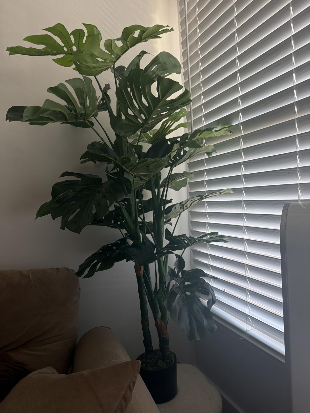 Aveyas 54'' Tall Large Artificial Monstera Deliciosa Plants, 4.5 Feet Faux Swiss Cheese Floor Plants Fake Tropical Silk Tree with Pot for Indoor Outdoor Office House Living Room Home Decor customer photo 2