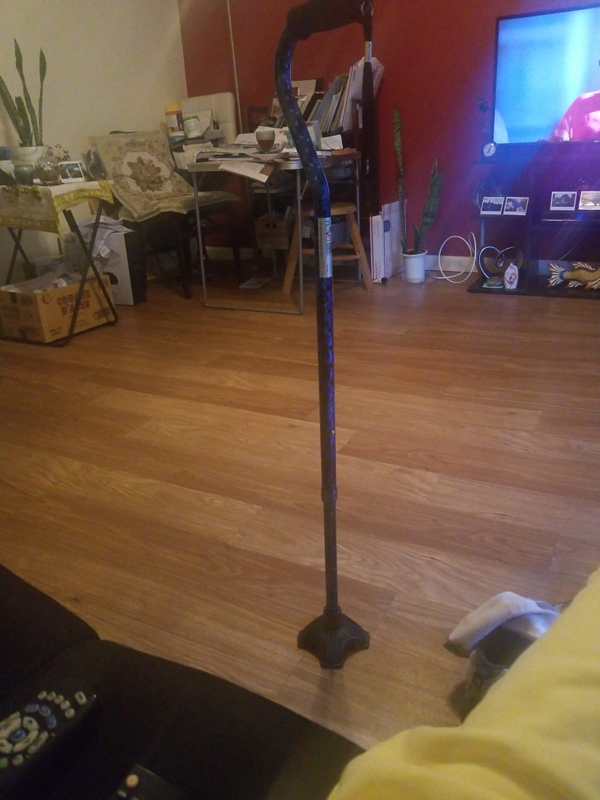 Nova Joy Designer Offset Quad Cane for Seniors - Unisex Adjustable Lightweight Walking Aid with Foam Handle, Wrist Strap and Anti-Rattle Lock - Essential Mobility Support - Proud Peacock customer photo 2