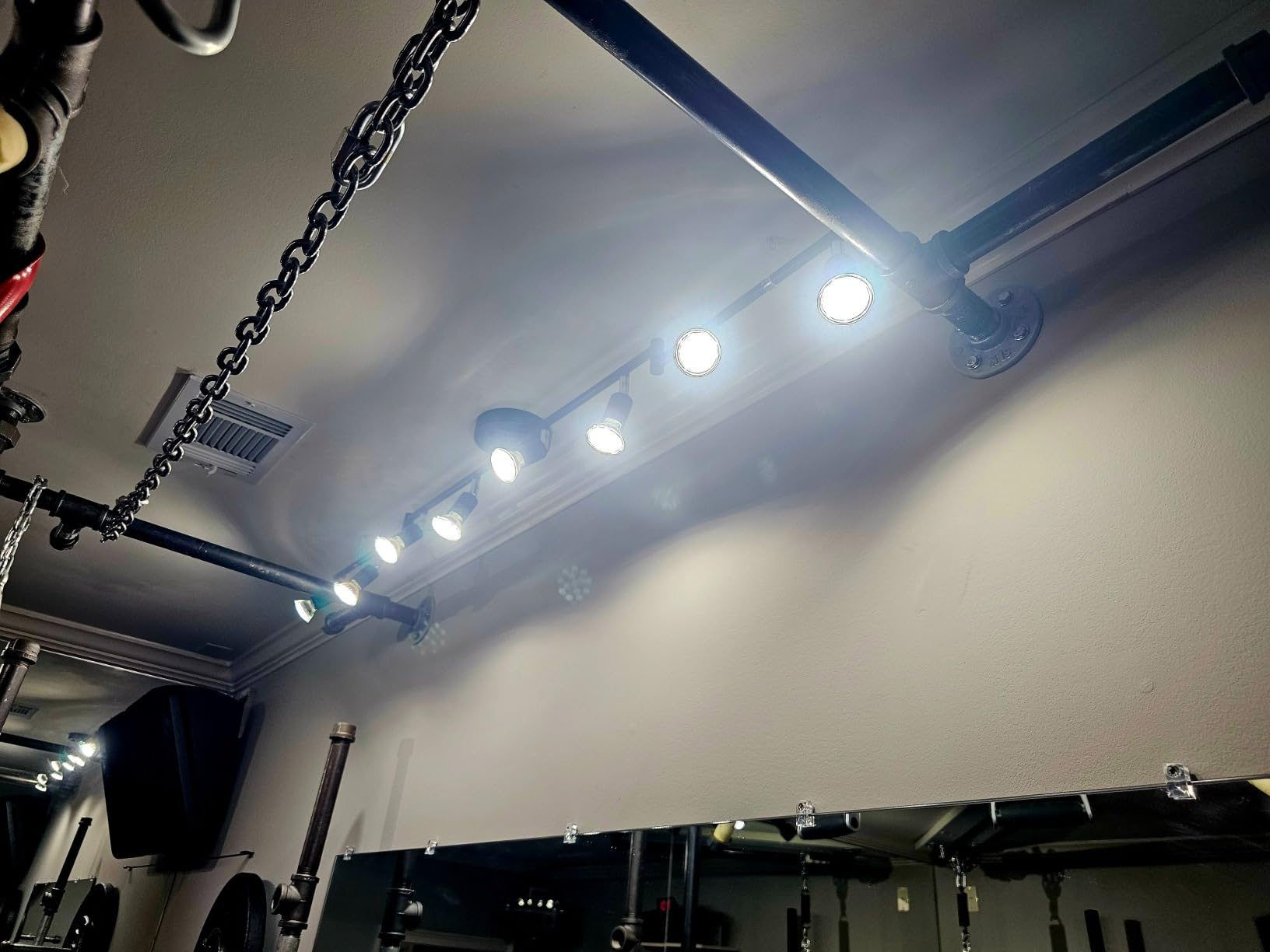 Unicozin LED 6 Light Track Lighting Kit, 46.5'' Matt Nickel 6 Way Ceiling Spot Lighting, Flexibly Rotatable Head, Modern Track Light Included 6 x LED GU10 Bulb (4W, Daylight White 5000K, 400LM) customer photo 1
