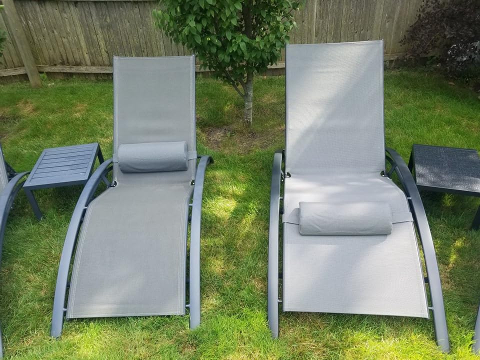 PURPLE LEAF Patio Pool Lounge Chaise Set of 3 Outdoor Lounger Chair, Grey customer photo 1