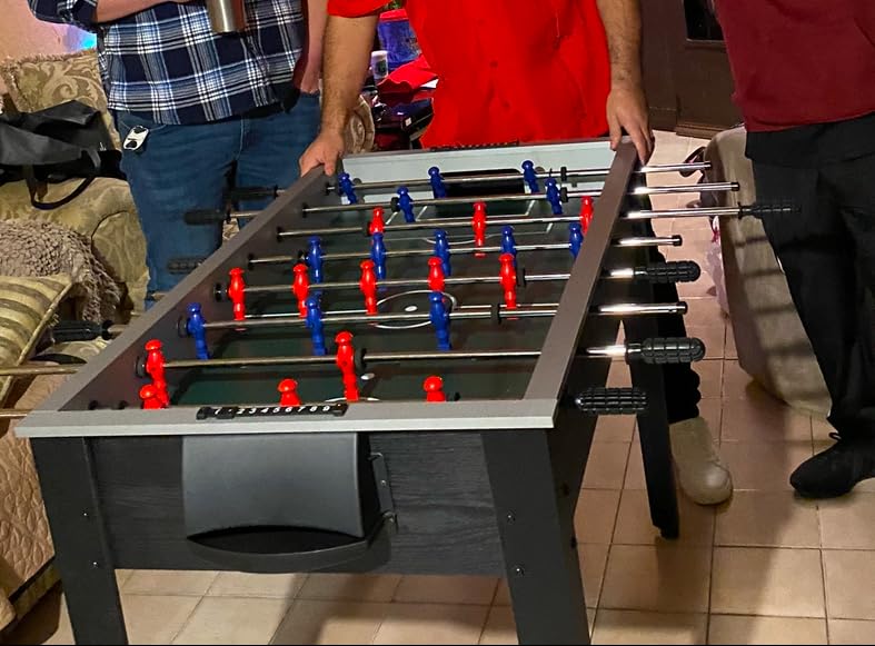 GIANTEX 48'' Foosball Table, Wooden Soccer Table Game w/Footballs, Suit for 4 Players, Competition Size Table Football for Kids, Adults, Football Table for Game Room, Arcades customer photo 1