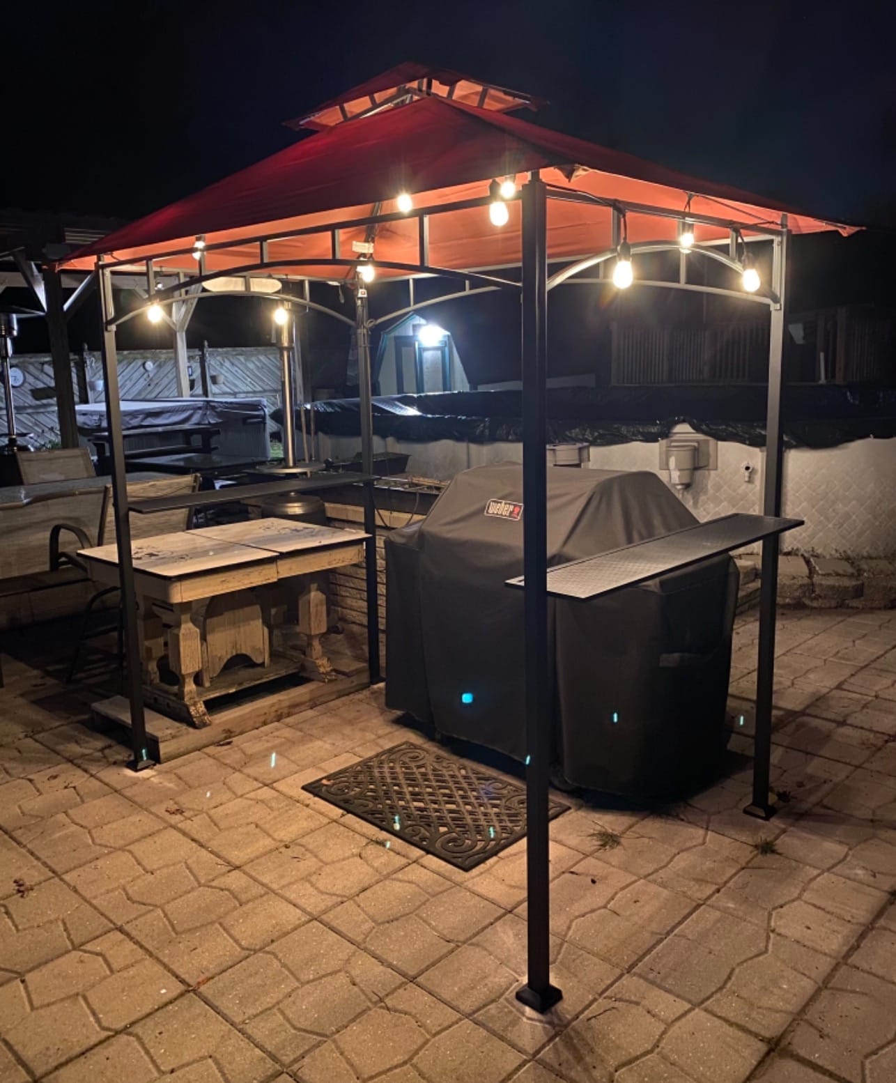 SUNJOY 8 x 5 ft Grill Gazebo with Double Tiered Canopy Roof, Black Steel Frame Grill Gazebo for Outdoor, Patio, Garden, and Backyard Activities, Beige customer photo 1