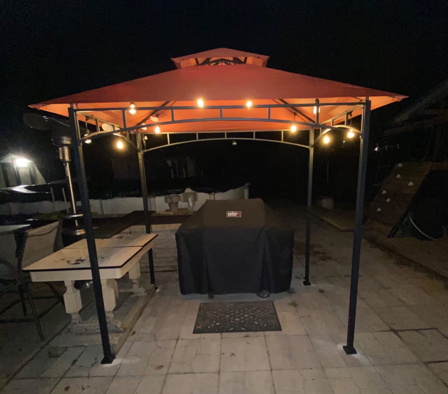 SUNJOY 8 x 5 ft Grill Gazebo with Double Tiered Canopy Roof, Black Steel Frame Grill Gazebo for Outdoor, Patio, Garden, and Backyard Activities, Beige customer photo 2