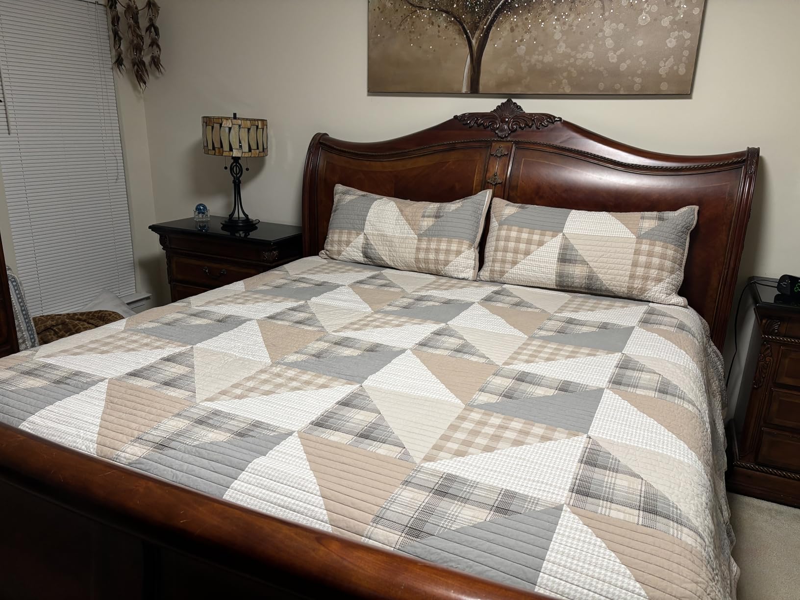 Woolrich Mill Creek Reversible Quilt Set - Cottage Styling Reversed to Solid Color, All Season Lightweight Coverlet, Cozy Bedding Layer, Matching Shams, Oversized King/Cal King, Plaid Green 3 Piece customer photo 1