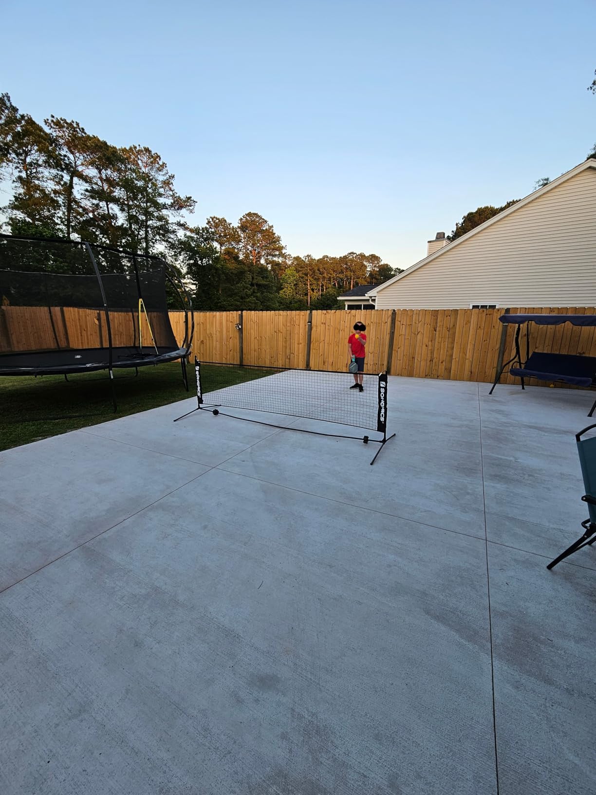 SONGMICS Badminton Net, Height Adjustable Volleyball Net, Pickleball Net for Junior Tennis, Kids, Indoor Outdoor Court, Foldable Nylon Net with Poles 10ft/13ft/16.5ft Wide customer photo 2