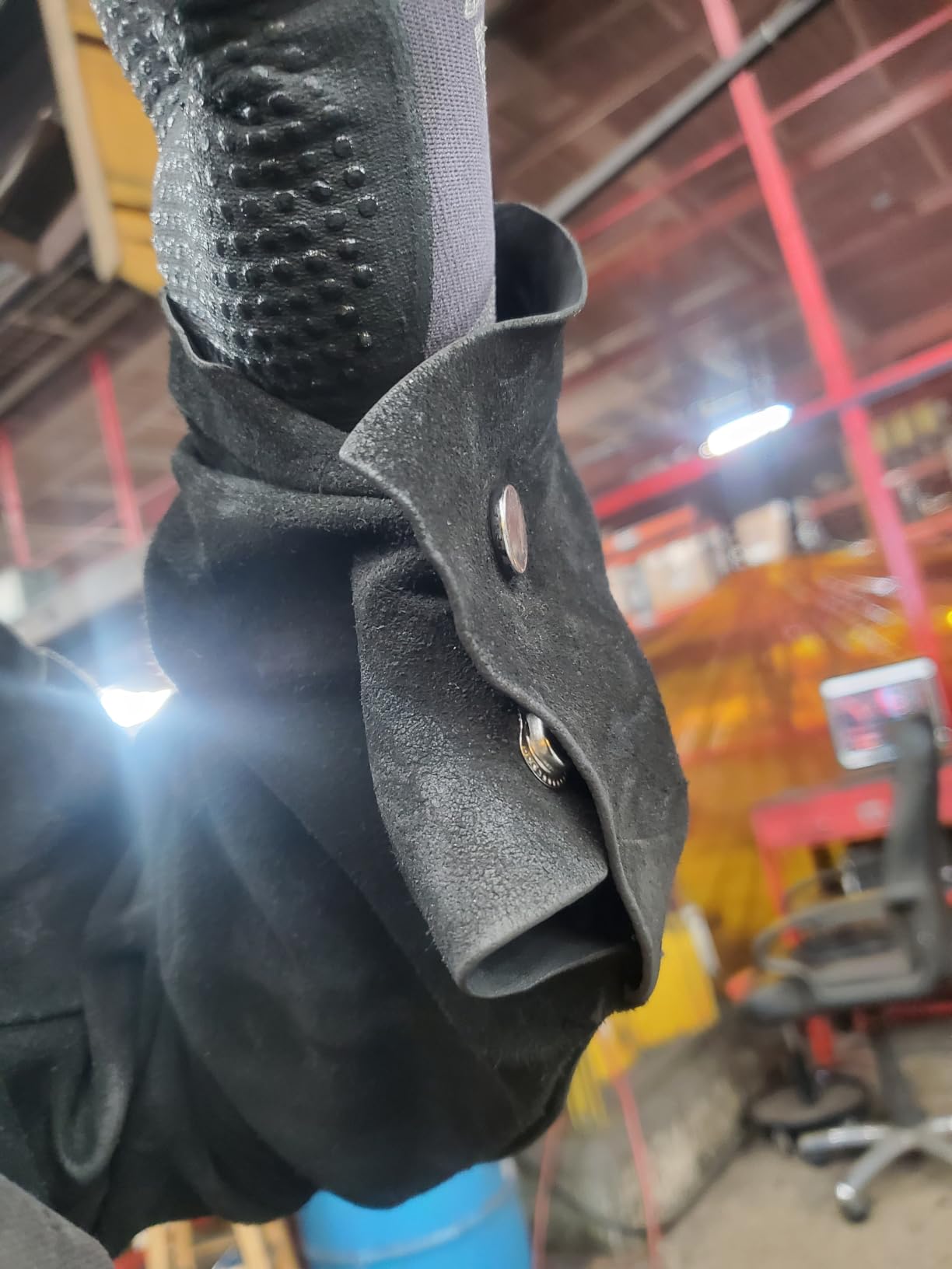 Black Leather Welding Jacket, Heavy Duty FR Split Cowhide Leather Work Safety Jackets, Welder Jackets for Men & Women customer photo 1