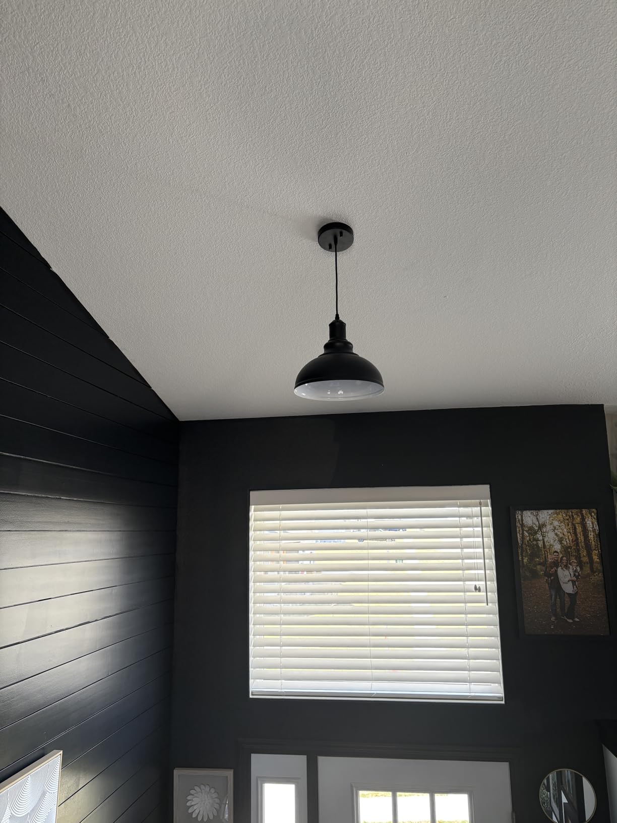 LOEHINLE Pendant Lighting Vintage Industrial Fixtures, Black Metal Farmhouse Lights, Ceiling Lamp for Kitchen Home Island Dining Room Bedroom, 11.4 inches customer photo 2
