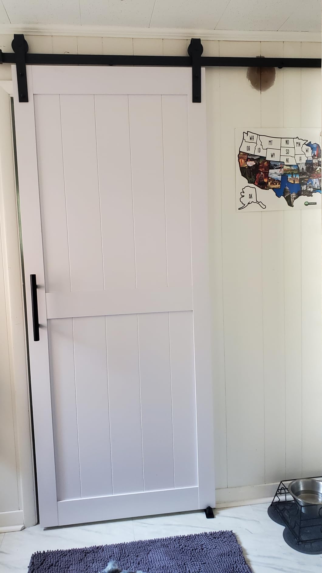 36 x84in MDF Sliding Barn Door with 6.6ft Barn Door Hardware Kit & Handle | White Solid Barn Door Slab Covered with Water-Proof PVC Surface, Pre-Drilled Holes Easy Assembly, H-Frame customer photo 2