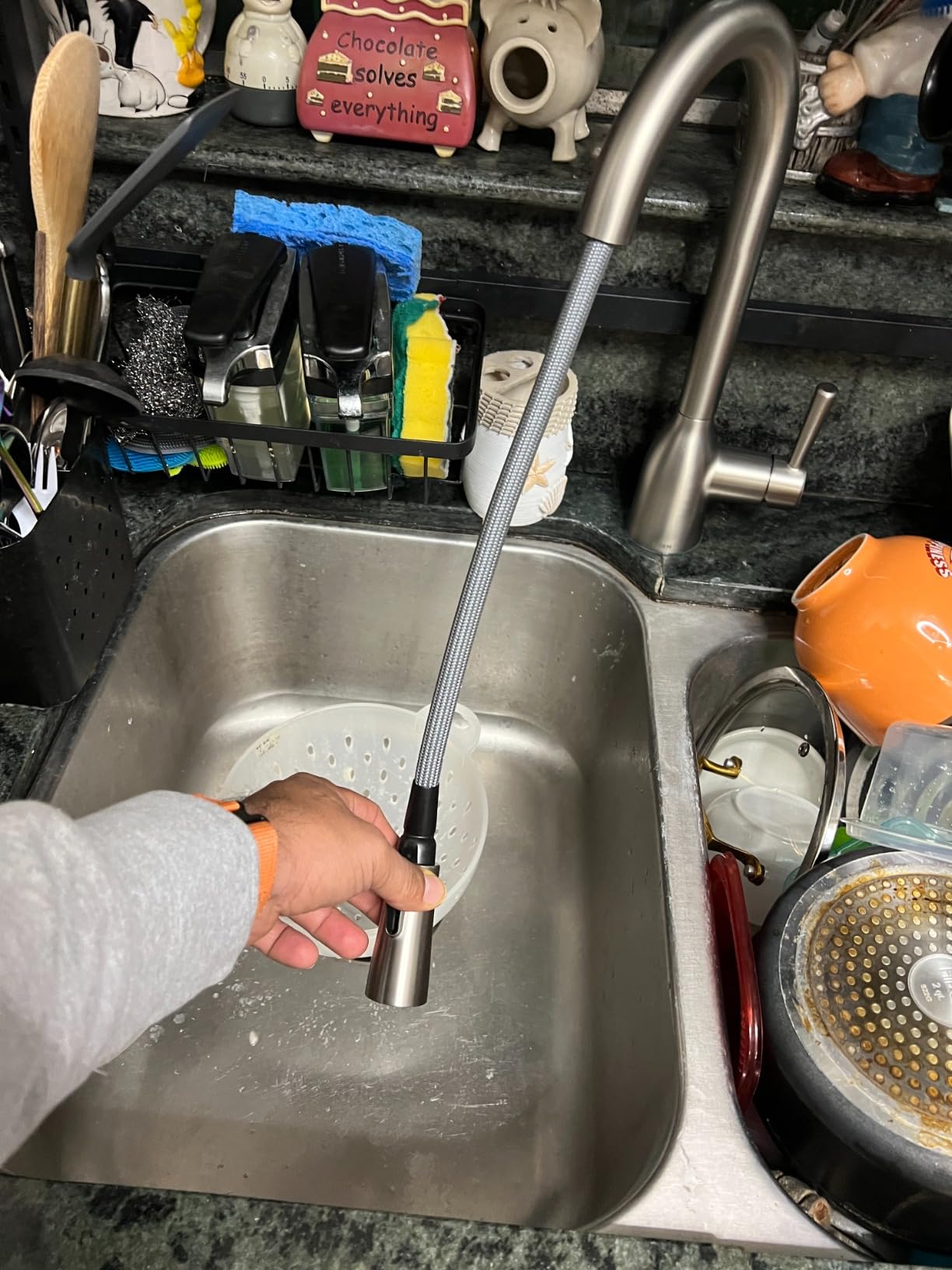 Moen Adler Matte Black One-Handle High Arc Kitchen Sink Faucet with Power Clean, Modern Kitchen Faucet with Pull Down Sprayer, 87233BL customer photo 1
