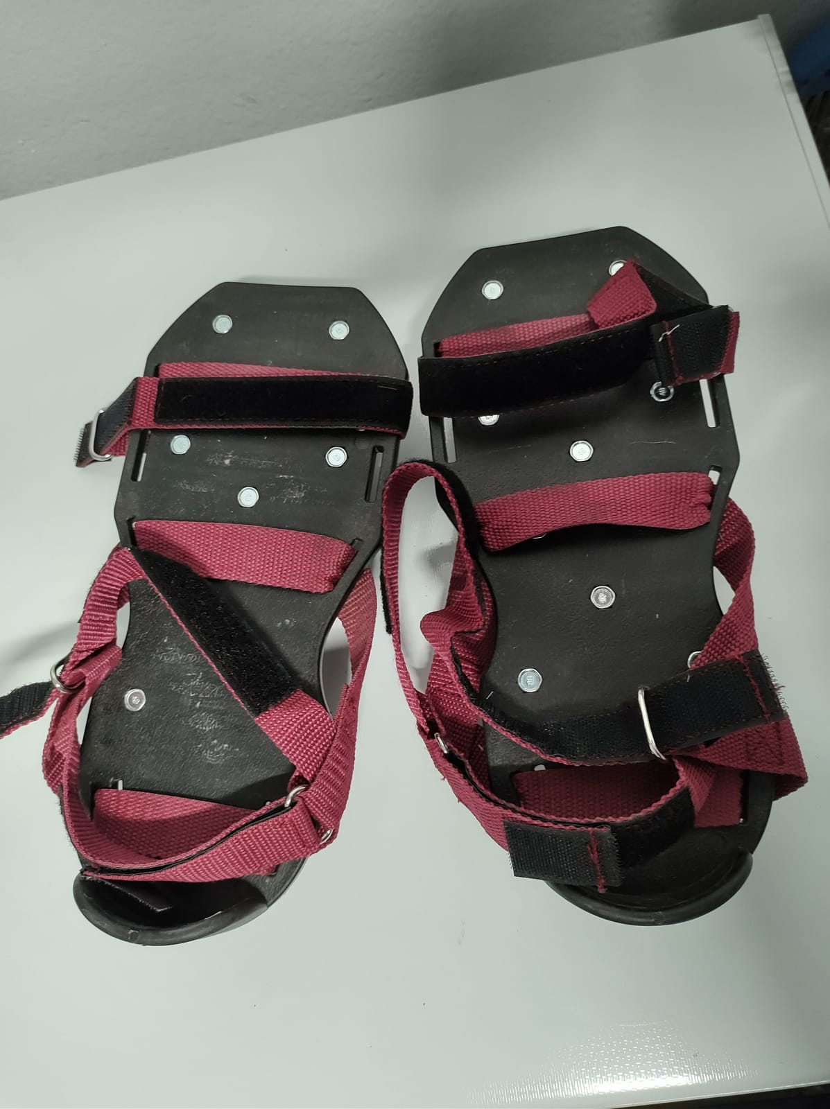 Lawn Aerator Shoes with Hook-and-Loop Straps, Pre-Assembled, Fully Adjustable, One-Size-Fits-All – Lawn and Garden Tool Reduces Thatch, Revives Soil Health (Maroon) customer photo 2