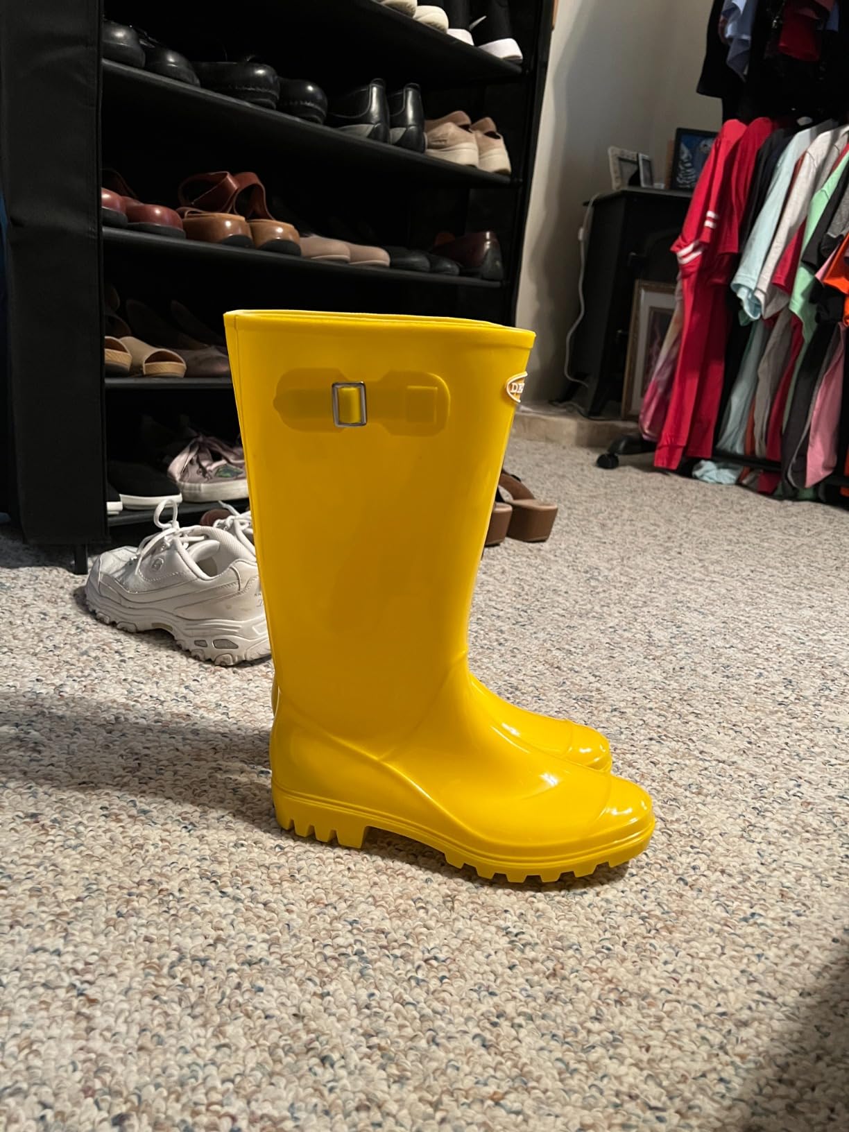 DKSUKO Women's Tall Waterproof Rain Boots Rubber Garden Boots with Buckle | Deep-lug non-slip outsole, breathable polyester lining, removable insole — for gardening, farm chores, rainy dog walks customer photo 1