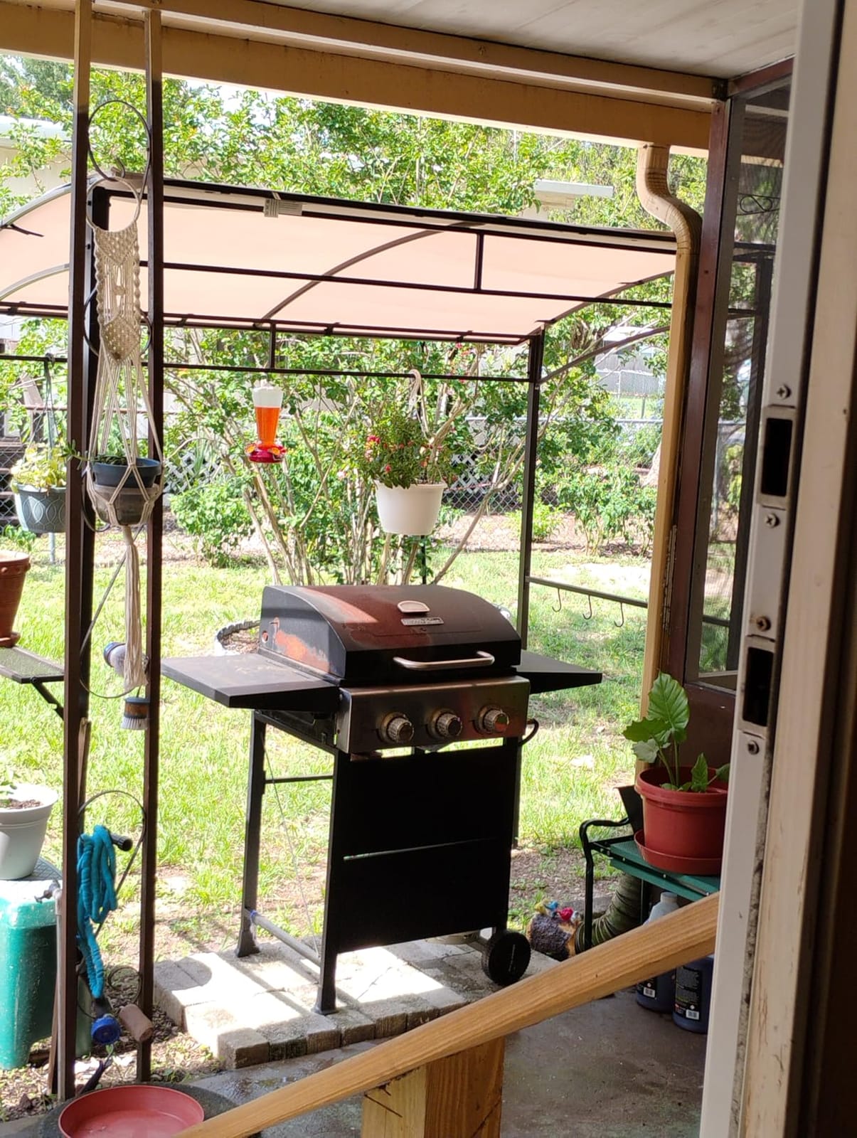 Tangkula 7ft Grill Gazebo, Patio Barbecue Canopy with Serving Shelf and Storage Hooks, Curved Grill Shelter w/Heavy-Duty Steel Frame Sunshade Gazebo for Outdoor Garden (Beige) customer photo 2