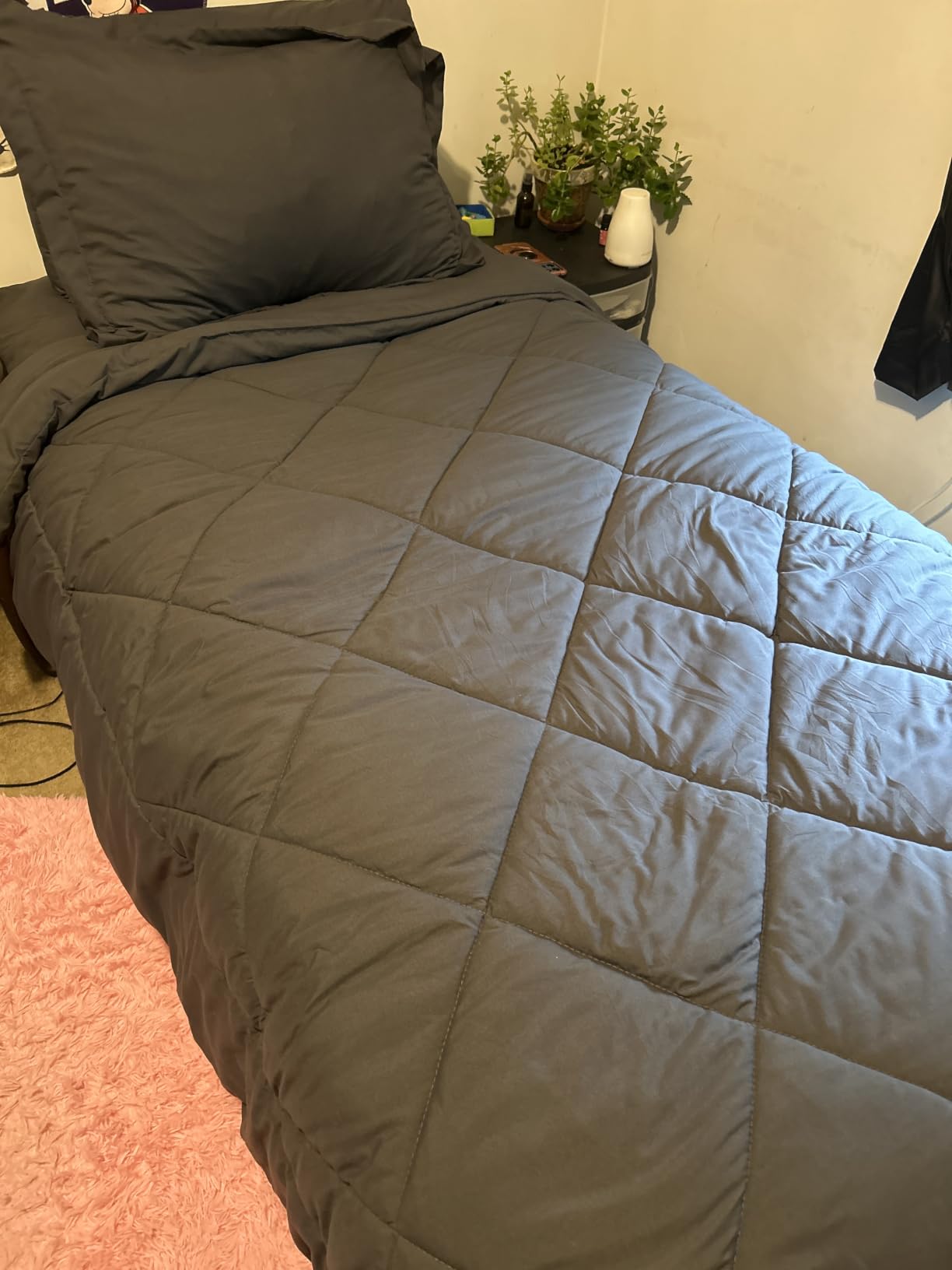 CozyLux Queen Comforter Set with Sheets Dark Grey - 7 Pieces Bed in a Bag customer photo 2