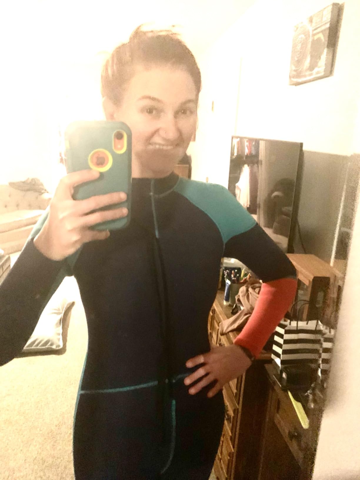 OMGear Wetsuit Men Women 3mm Neoprene Full Body UV Protection One Piece Long Sleeves Scuba Diving Suits Back Zipper Swimsuit for Scuba Diving Surf Snorkeling Swimming customer photo 2