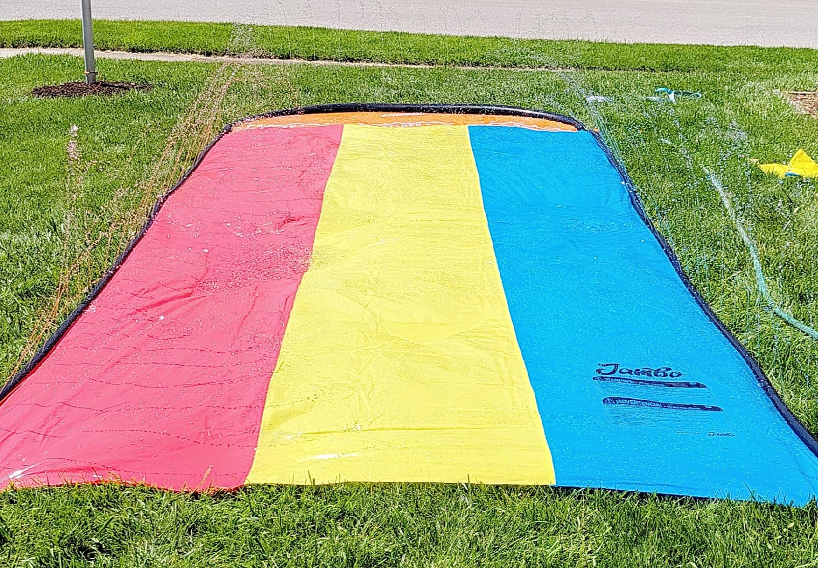 JAMBO Premium Triple Water Slide and 3 Bodyboards, 16Ft Heavy Duty Slip Splash and Slides-Advanced 3-Way Sprinkler System, Splash Pad Mat Backyard Summer Outdoor Water Toys n Long Slides for Kids customer photo 1
