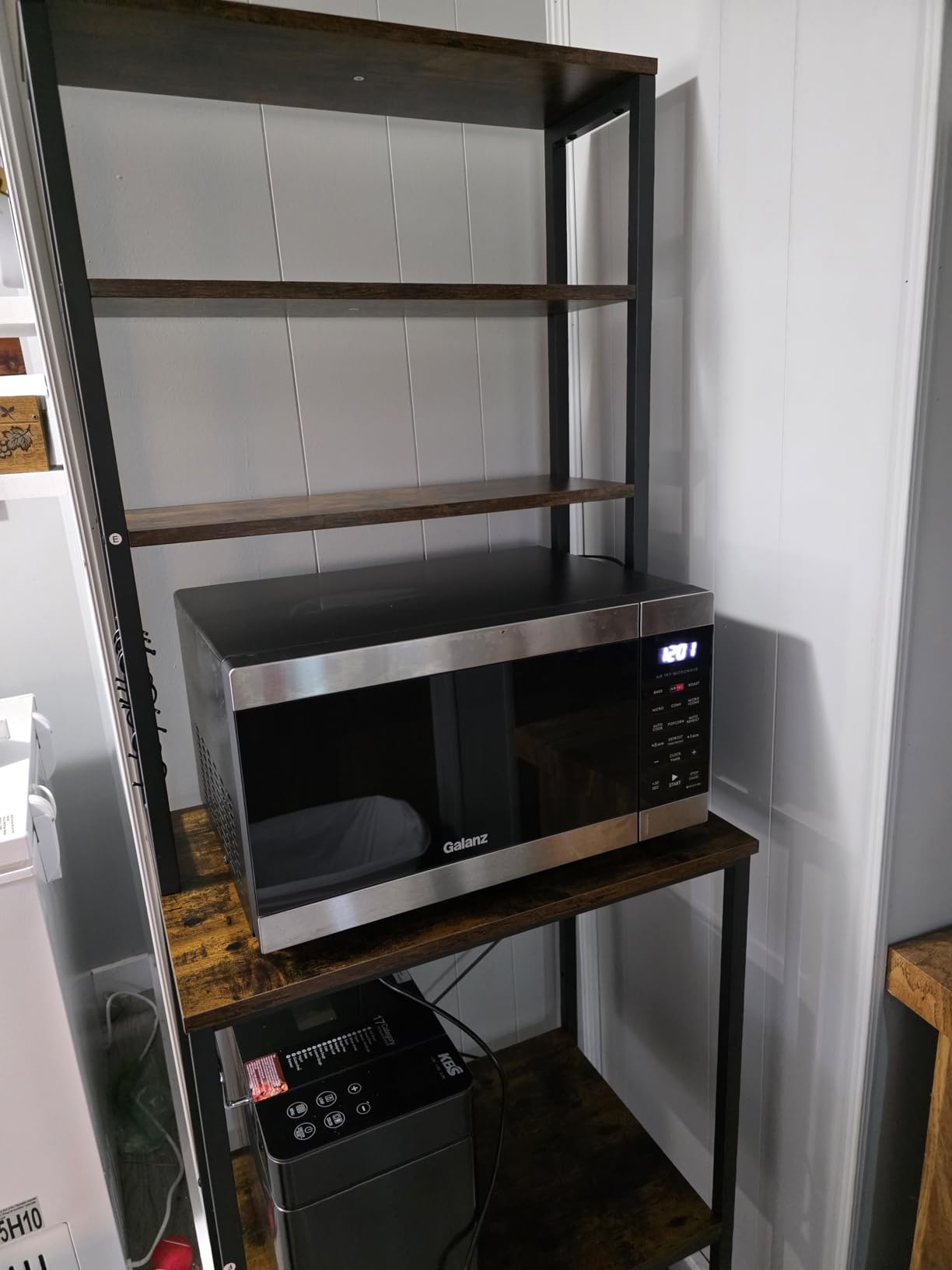 VASAGLE Coffee Bar, 31.5 Inches 6-Tier Baker's Rack with 6 Hooks | Modern Basic Microwave Stand, 31.5 x 15.7 x 65.7 Inches, Rustic Brown and Ink Black, BARNET Collection UKKS019B01 customer photo 1