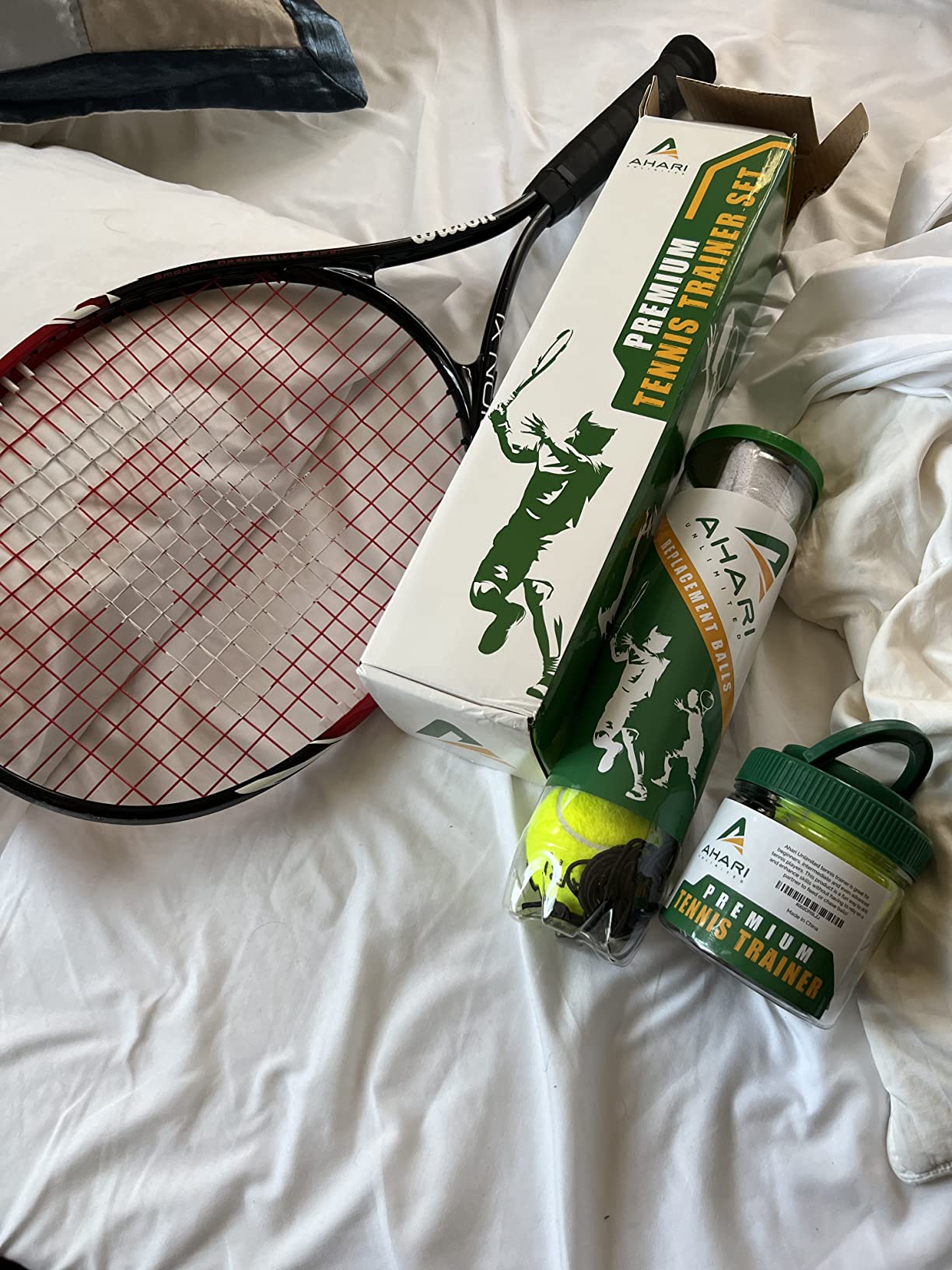 Premium Tennis Trainer Set, Pro Rebounder with Metal Base in a Carrying Cylinder, 3 Replacement Rebound Balls, & Wristband, Portable Tennis Practice Equipment for Solo Training customer photo 2