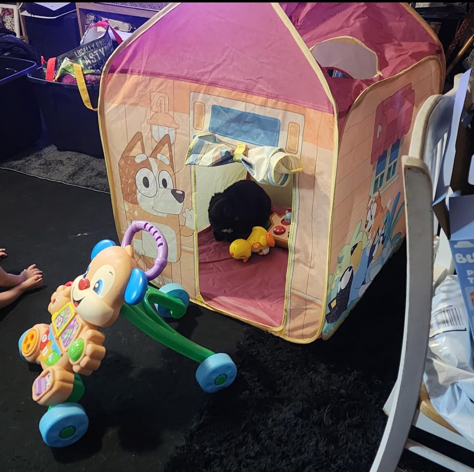 Pop N Fun Bluey Pop-Up Tent, Multicolor Easy Storage Pop Up Play Tent with Roll-Up Door & Peep Window, Indoor/Outdoor Toddler Playhouse for Ages 2+ customer photo 1
