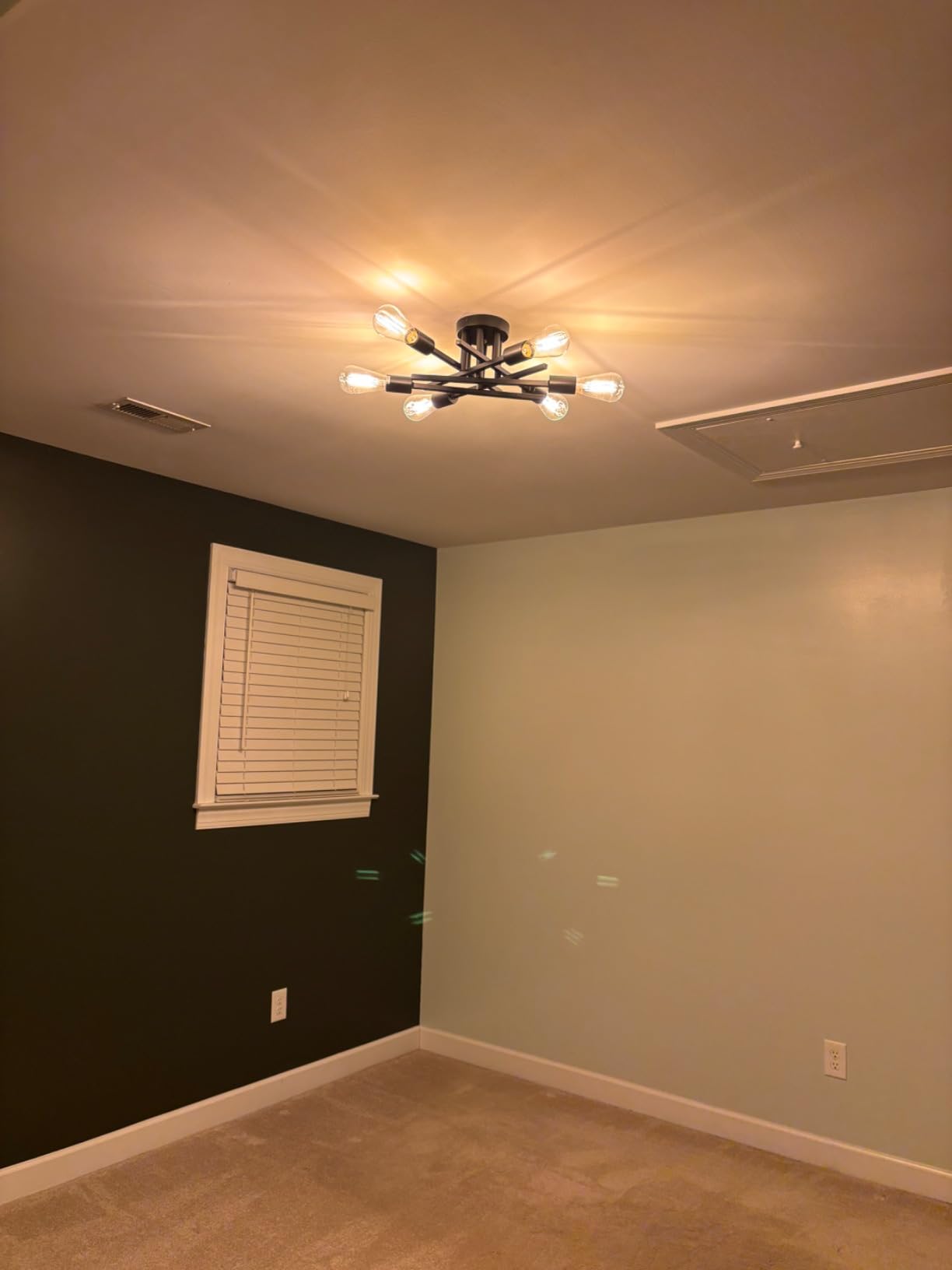 ASGYISA Semi Flush Mount Modern Ceiling Light Fixture， 6 Lights Black Vintage Matte Sputnik Chandelier Ceiling Lamp with E26 Bulb Base for Farmhouse Dining Room Living Room Bedroom Study Kitchen customer photo 1