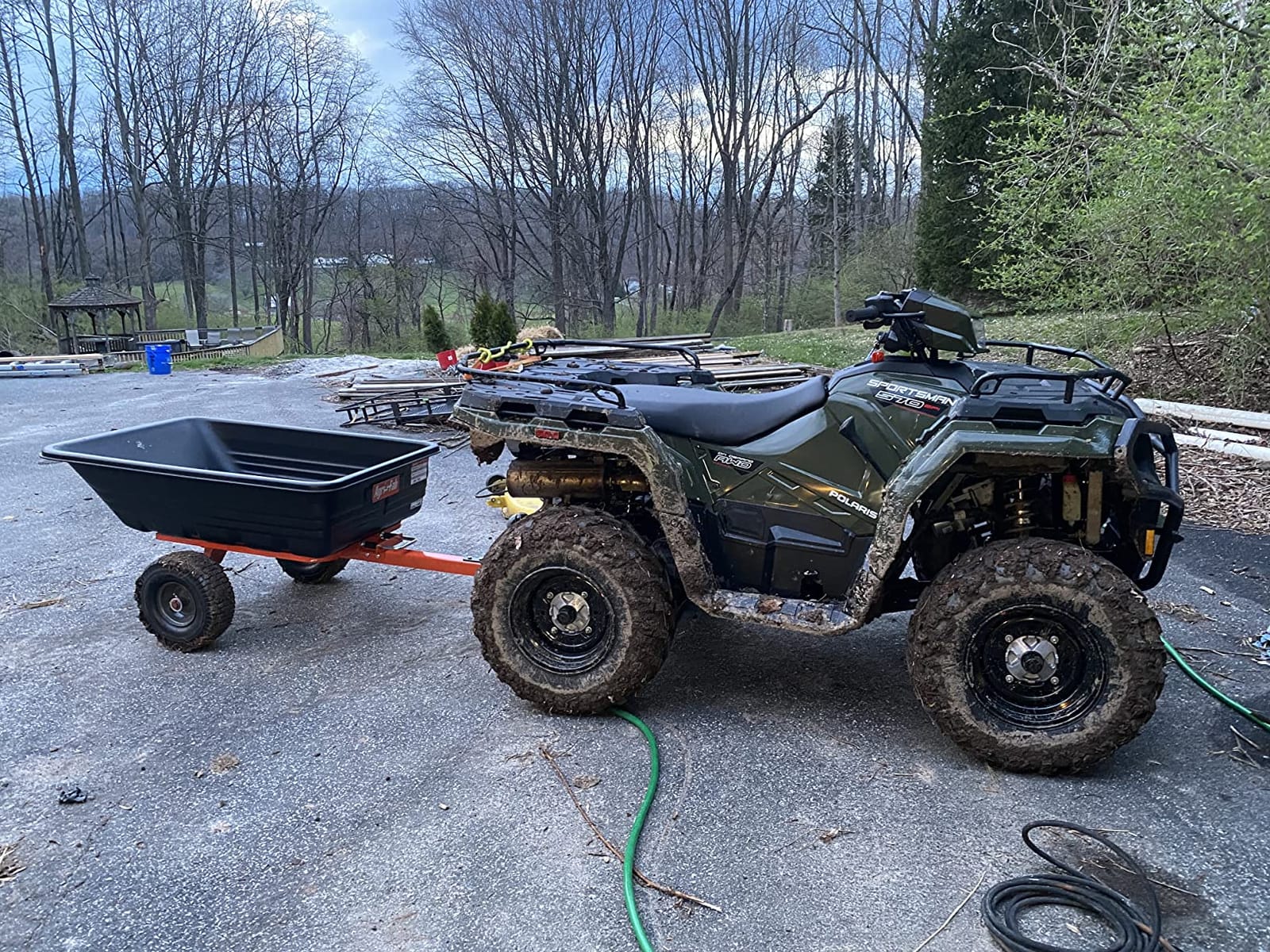 Agri-Fab Tow Behind Poly Dump Swivel Cart for Lawn Tractors and Mowers, 700 lb Capacity, 12 Cu Ft Utility Trailer customer photo 2