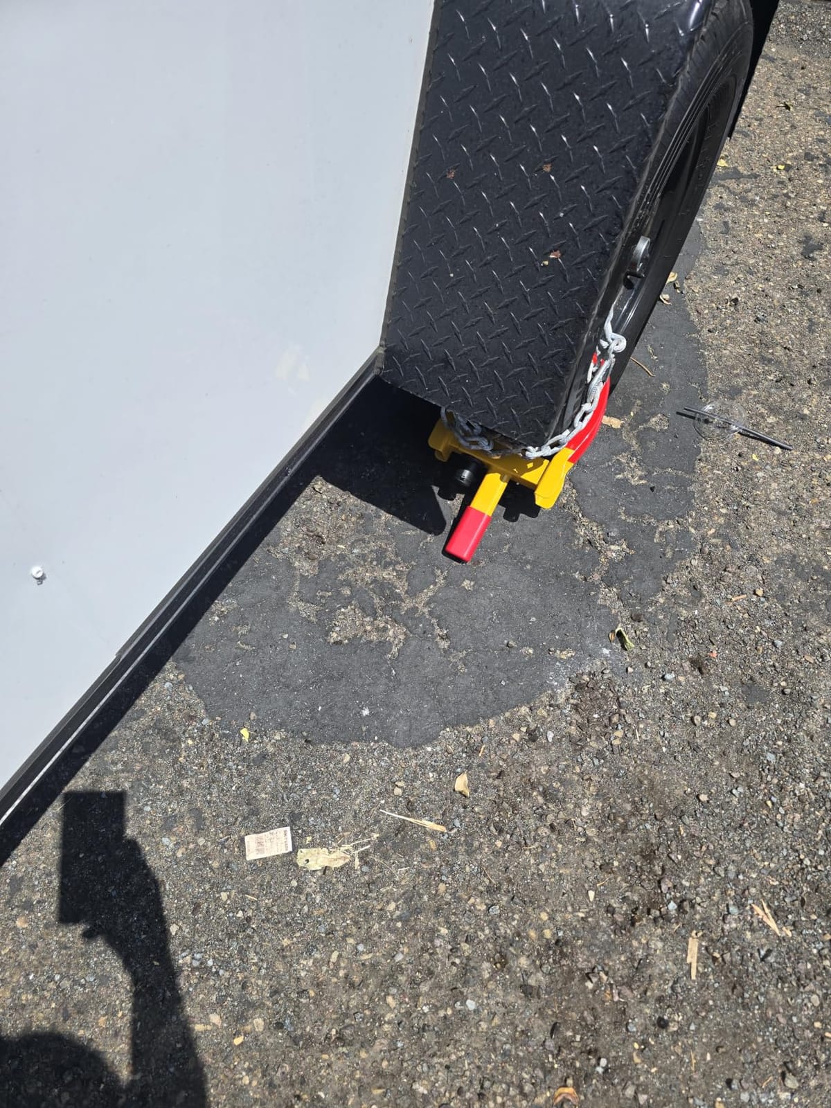 Tevlaphee Universal Wheel Lock Heavy Duty Security Trailer Wheel Lock Anti Theft Wheel Locks for Cars SUV Camper Motorcycle Trailer Great Deterrent Bright Color with 3 Keys (Red-Yellow) customer photo 1