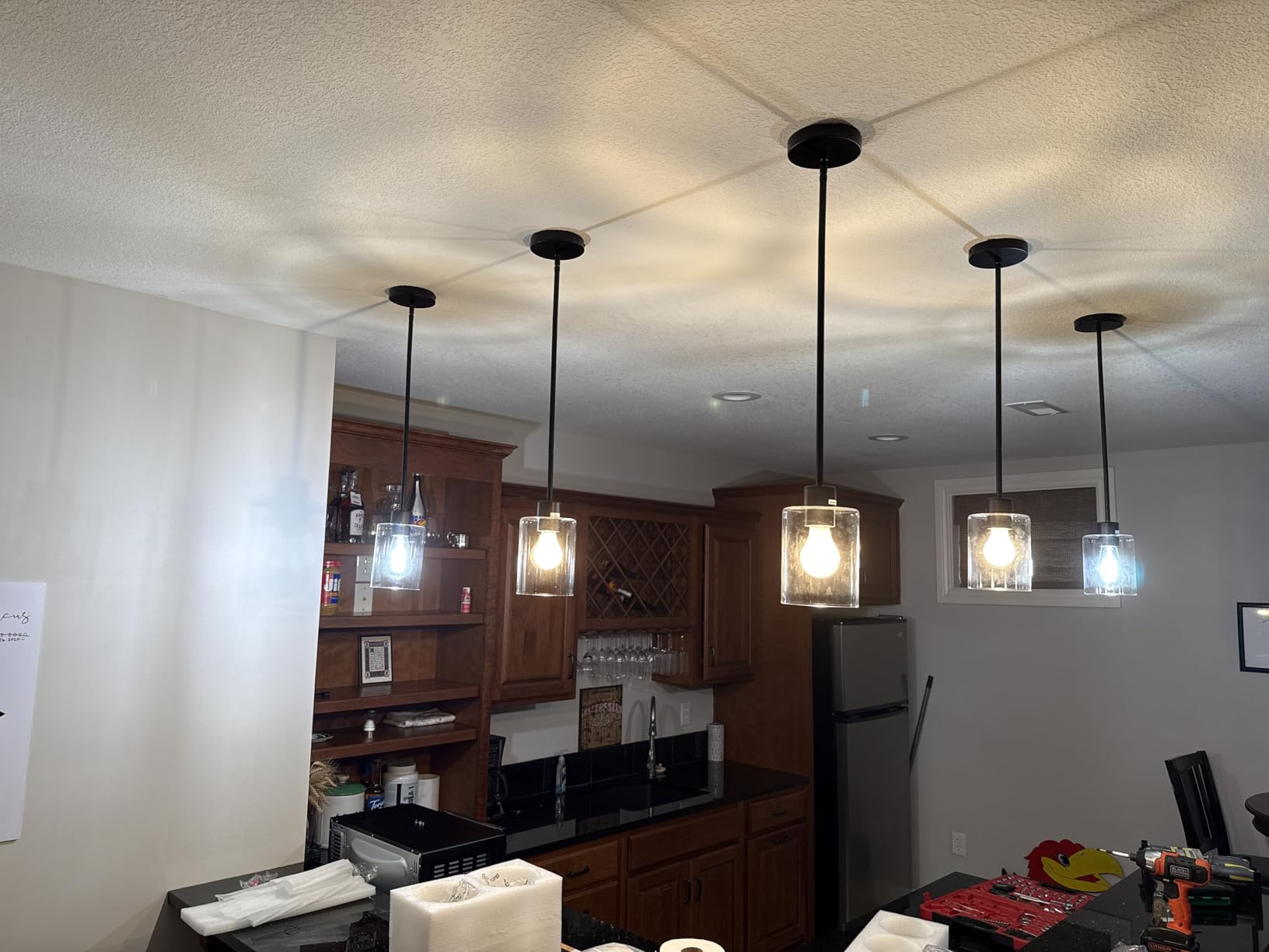 Modern Black Farmhouse Clear Glass Cylinder Pendant Light Fixture,Island Lights for Kitchen,Mini Pendant Lighting for Kitchen Island Decor - 4.75 Inch Shade 58 Inch Cord (Black 2 Pack) customer photo 2