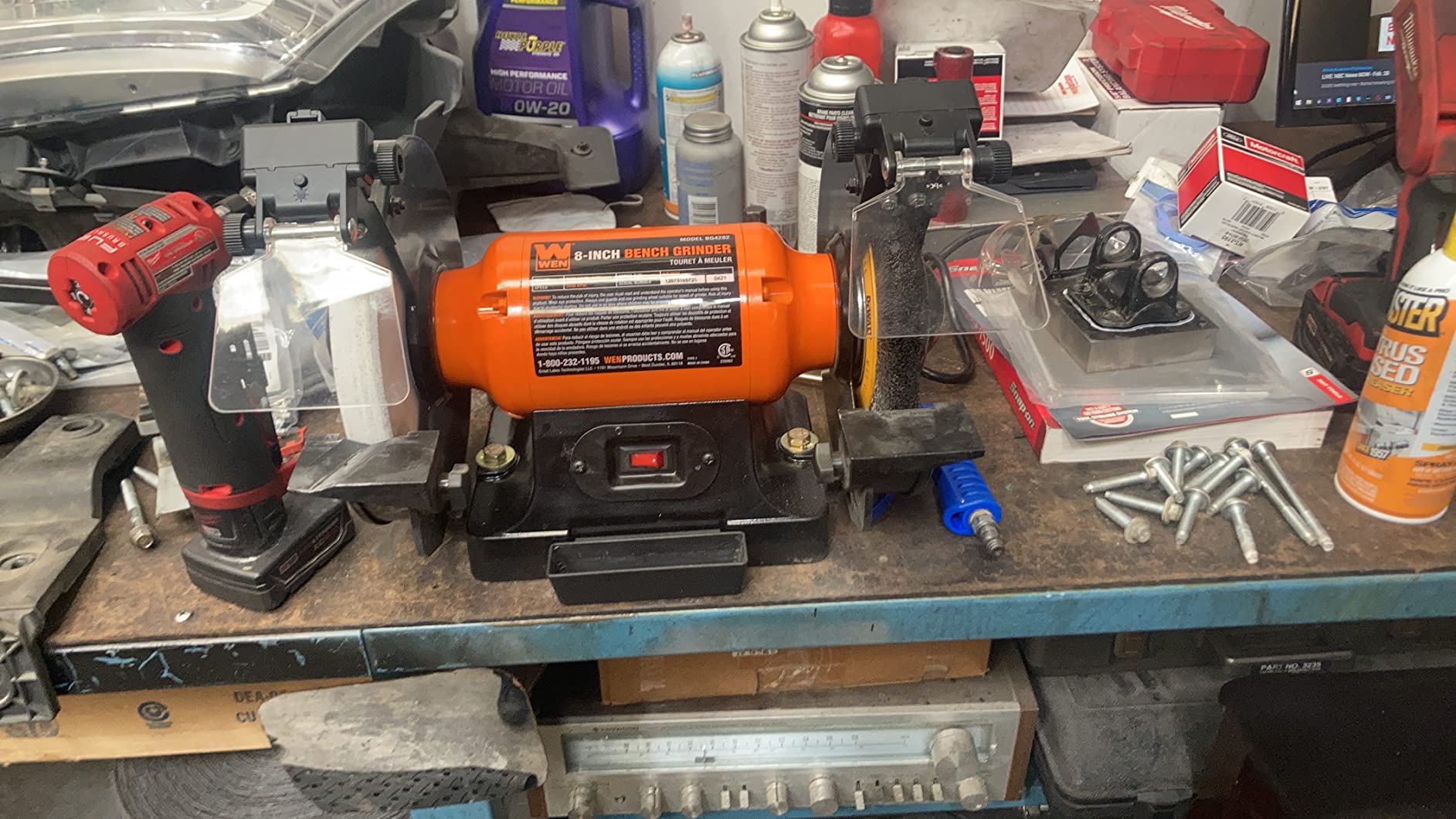 WEN BG4282 4.8-Amp 8-Inch Single Speed Bench Grinder with LED Work Lights, 14 x 10 x 11.75 inches, Black and Orange customer photo 1